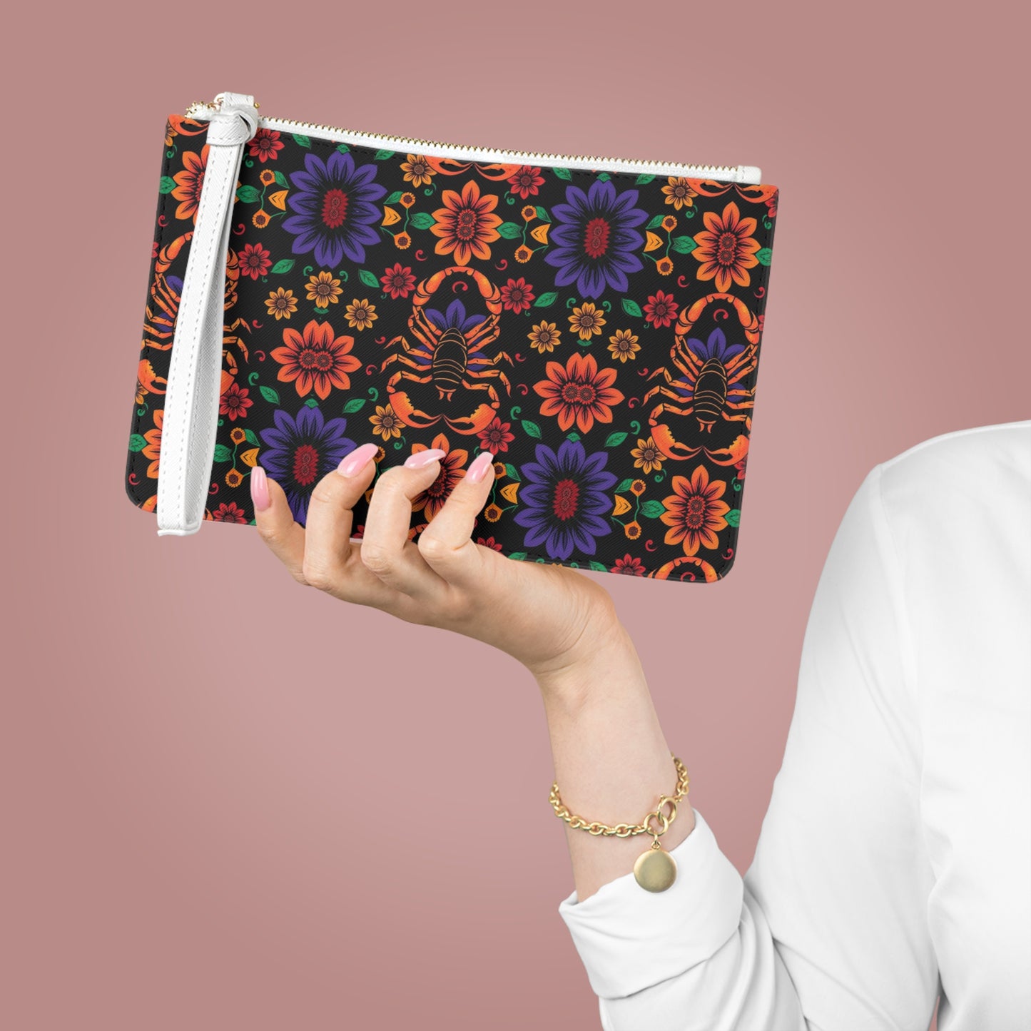 Clutch Bag, Scorpio, Zodiac, Flower Pattern