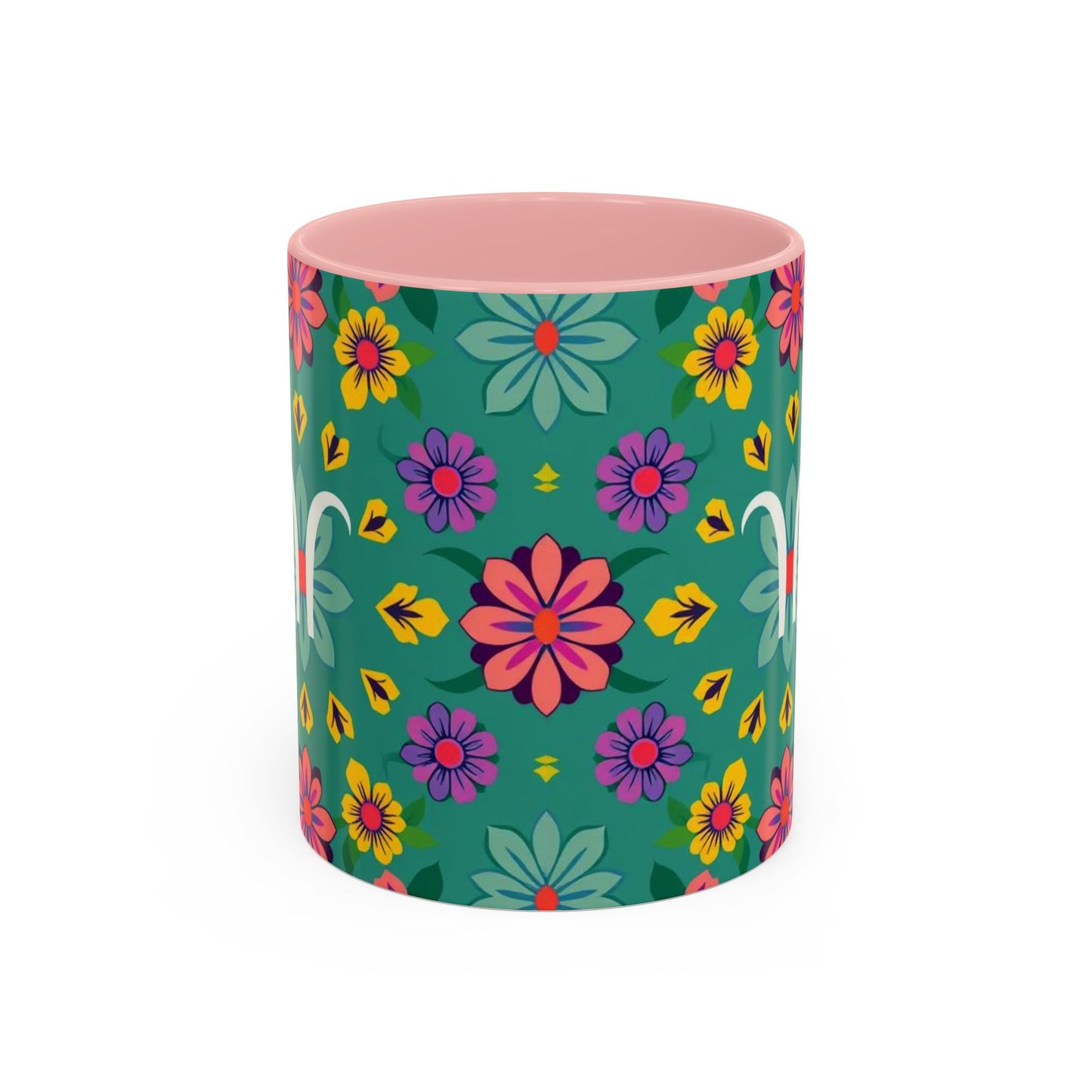 Accent Coffee Mug, Aquarius, Zodiac v3, Flower Pattern, (11, 15oz)
