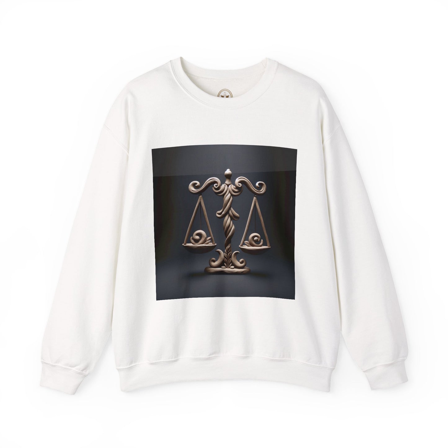 Unisex Heavy Blend™ Crewneck Sweatshirt, Brown Scale, Libra Zodiac Design