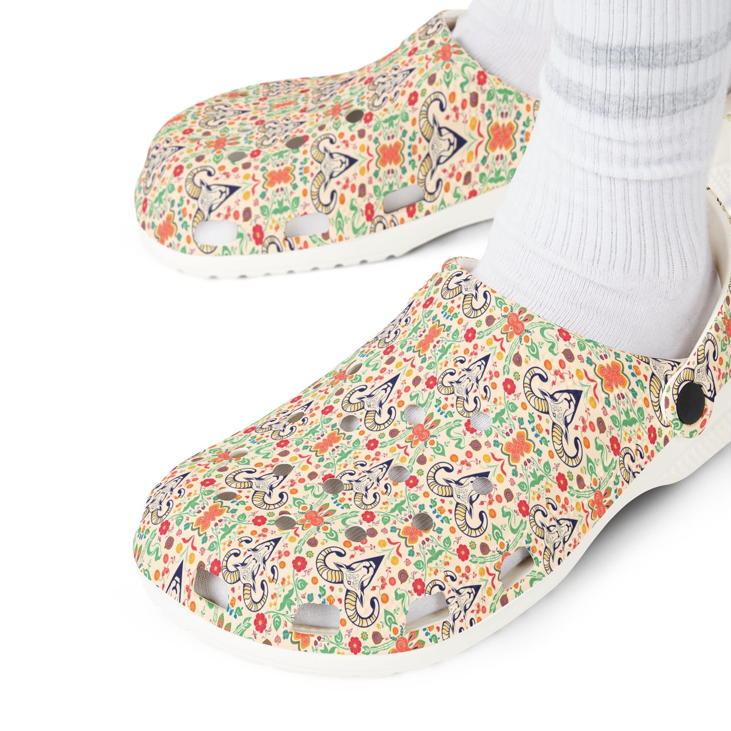 EVA Foam Rubber Shoes, (AOP), Aries, Zodiac v3, Pattern