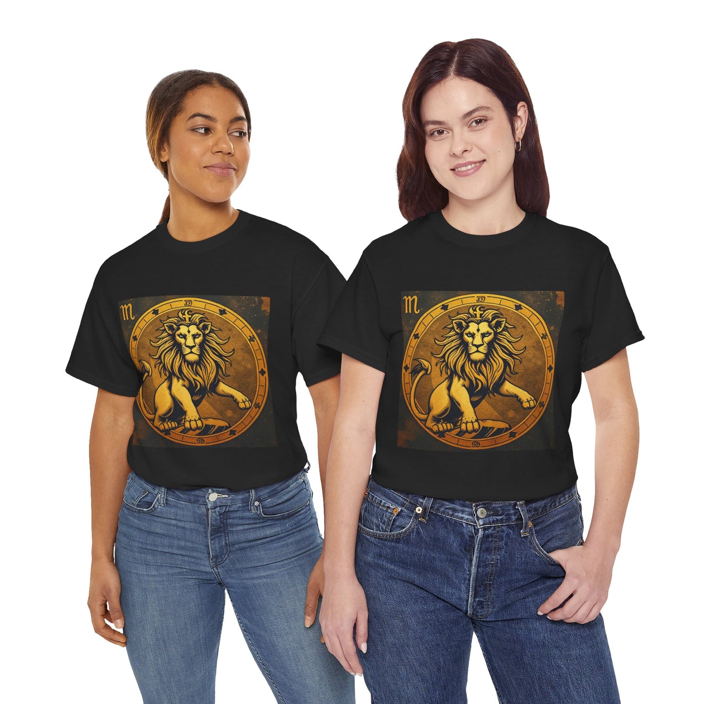 Unisex Heavy Cotton T-Shirt, Gold Lion v1, Leo Zodiac Design
