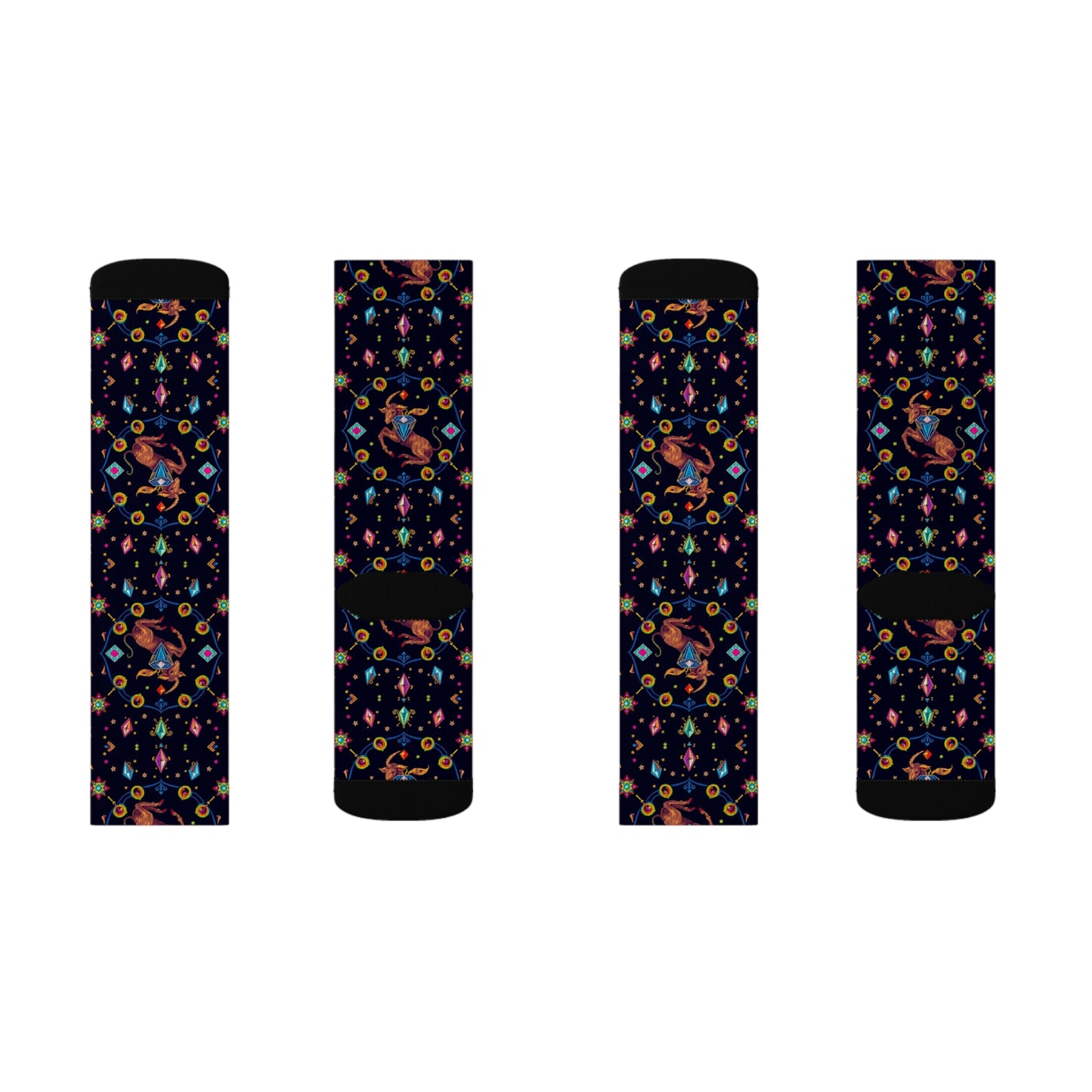 Sublimation Socks, Capricorn, Zodiac v2, Jewel Pattern