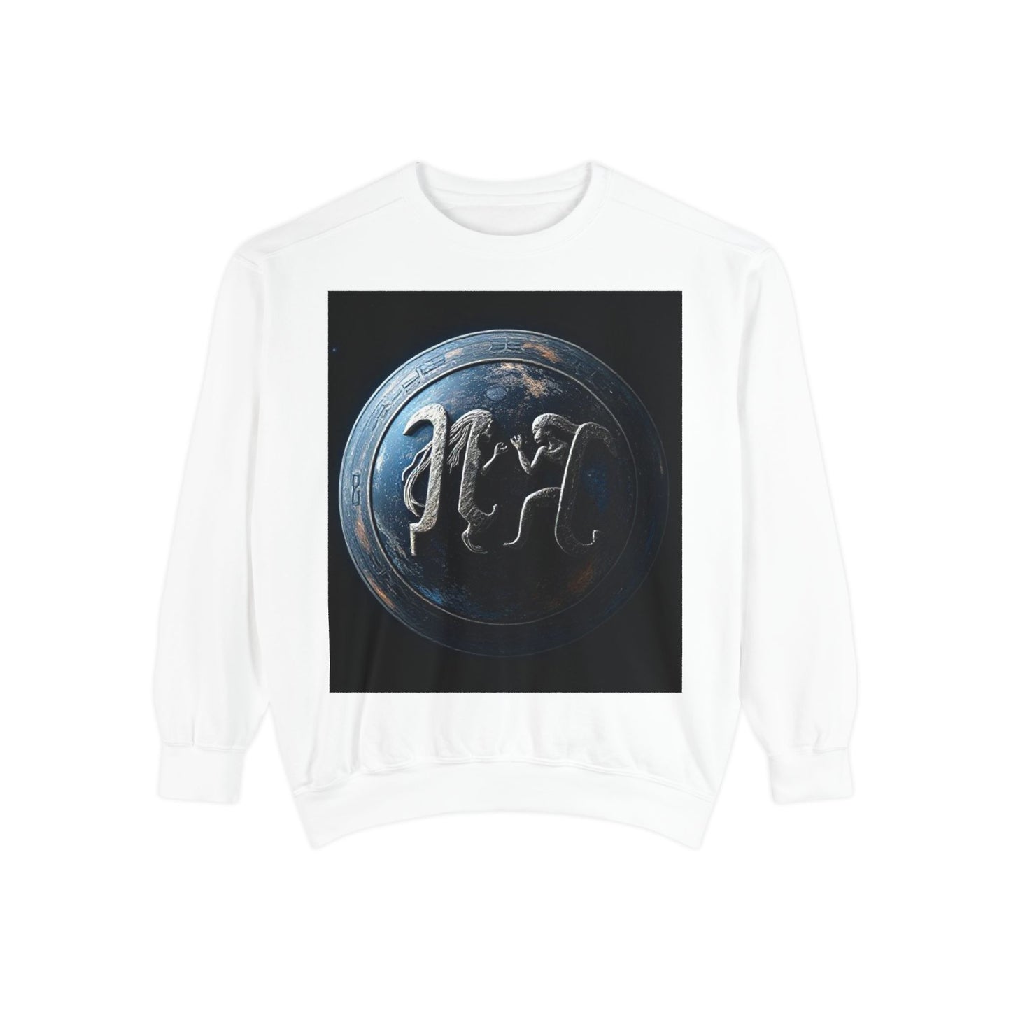 Garment-Dyed Sweatshirt, Unisex, Space Symbol Design, Gemini