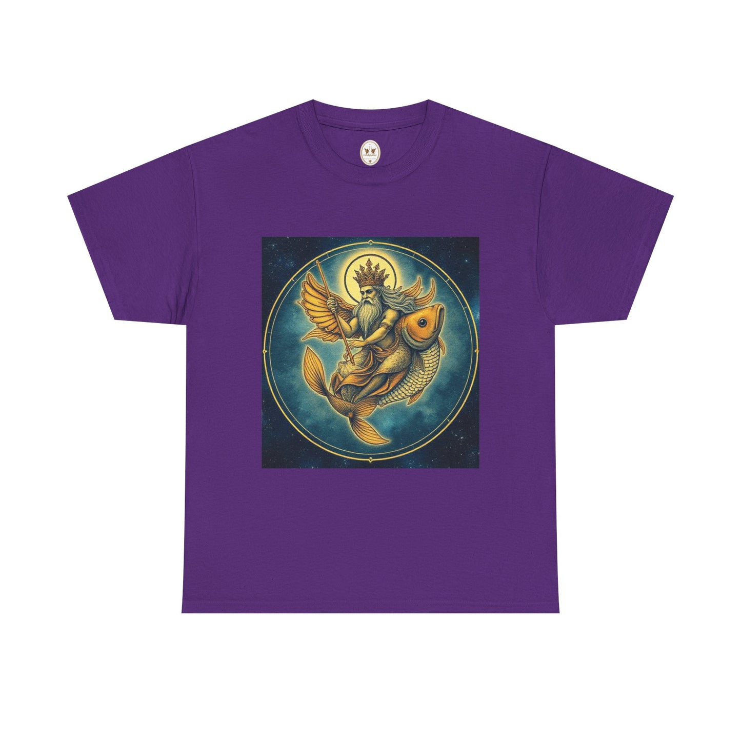 Unisex Heavy Cotton T-Shirt, Pisces King v1, Zodiac Design