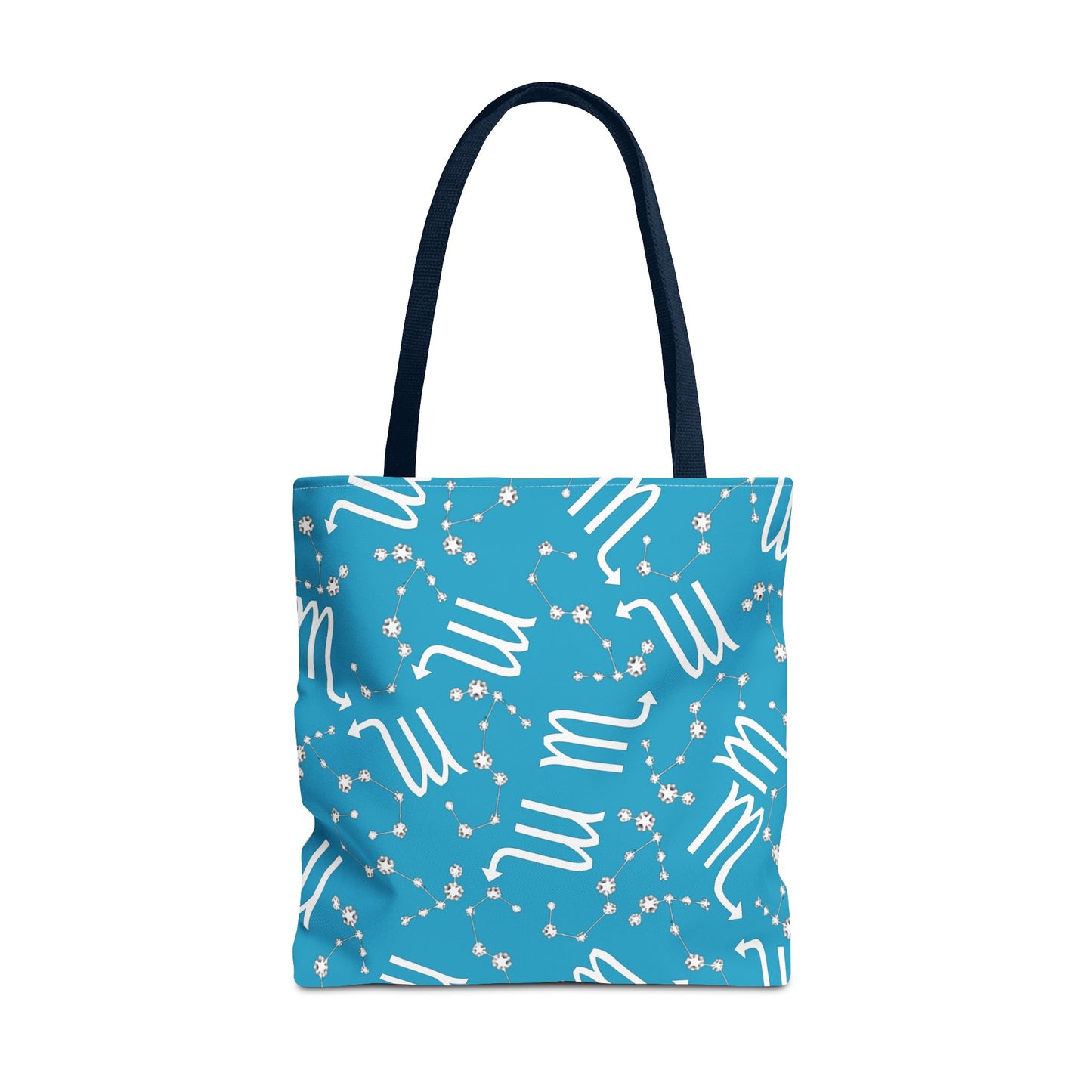 Tote Bag, Scorpio Zodiac Sign, AOP, (Turquoise, White)