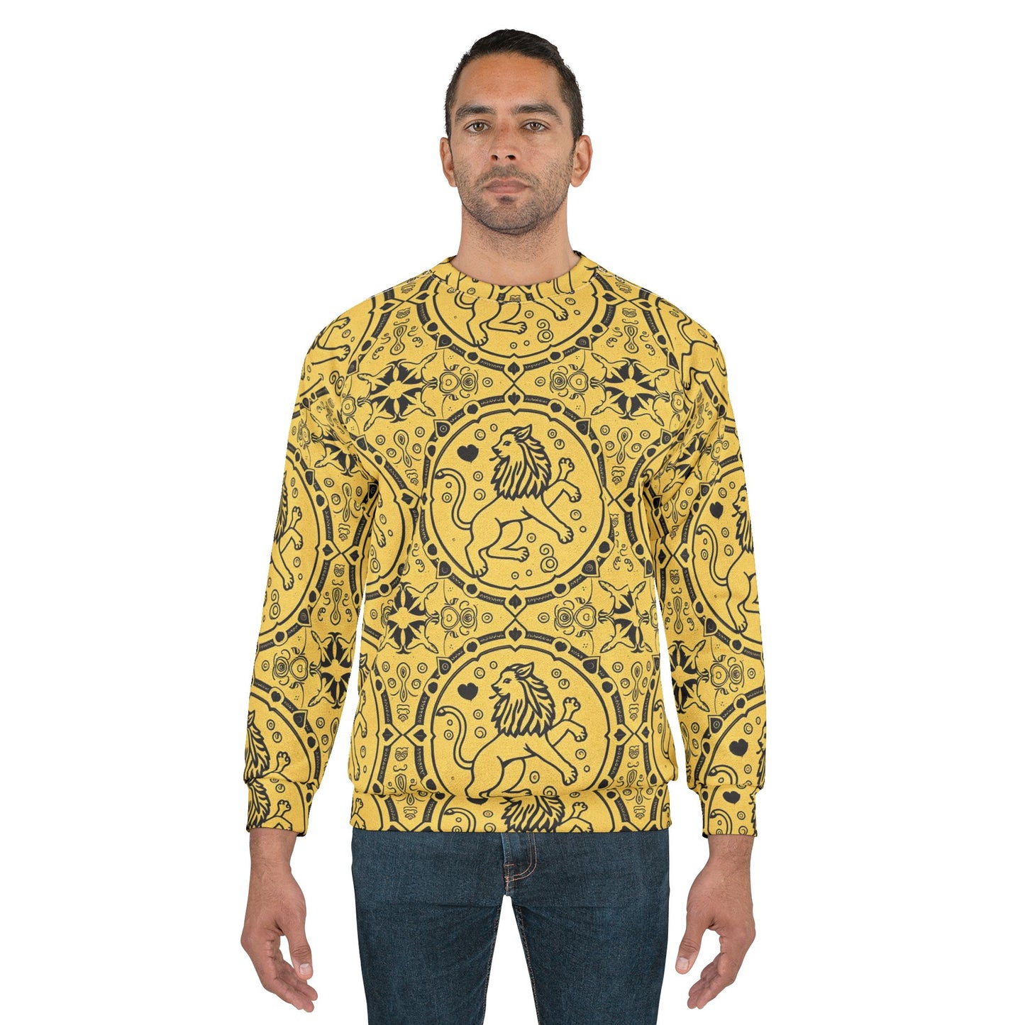 Unisex Sweatshirt, Zodiac Design, Pattern v1, Leo, AOP