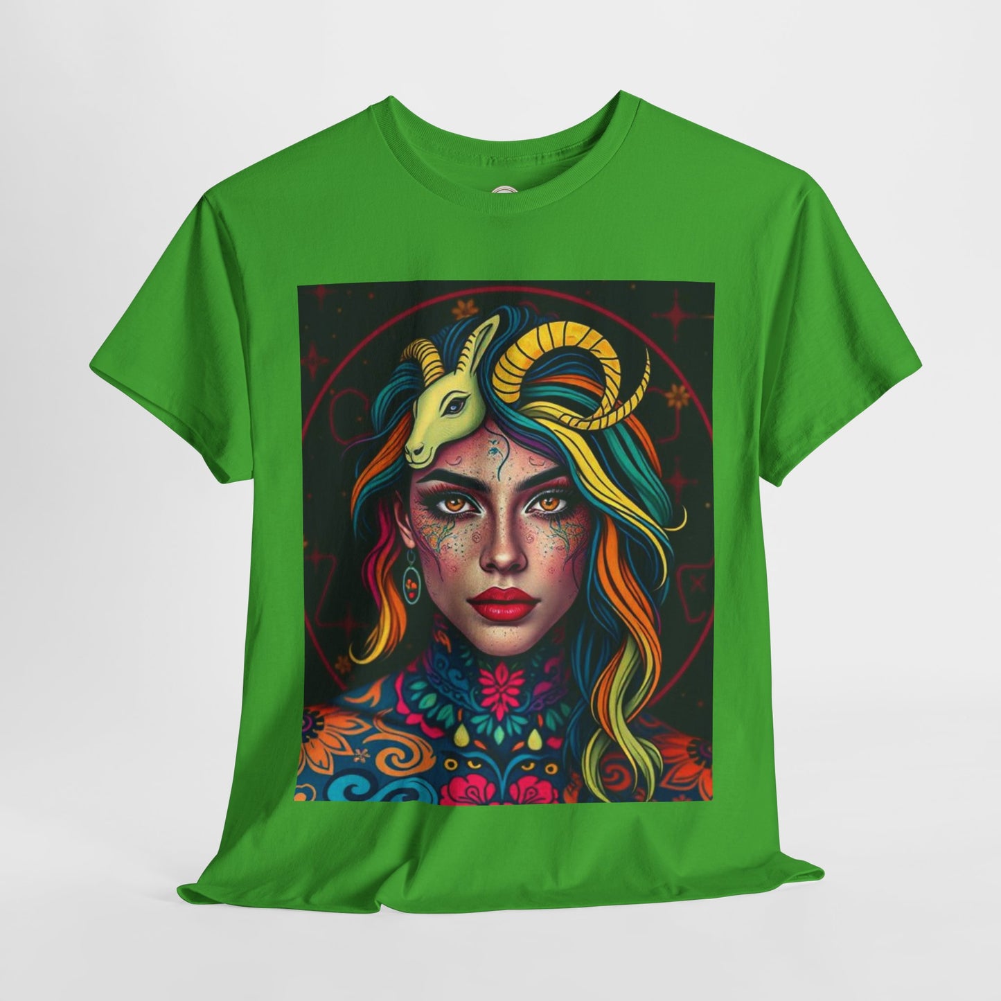 Unisex Heavy Cotton T-Shirt, Capricorn, Zodiac v2, Sexy Art