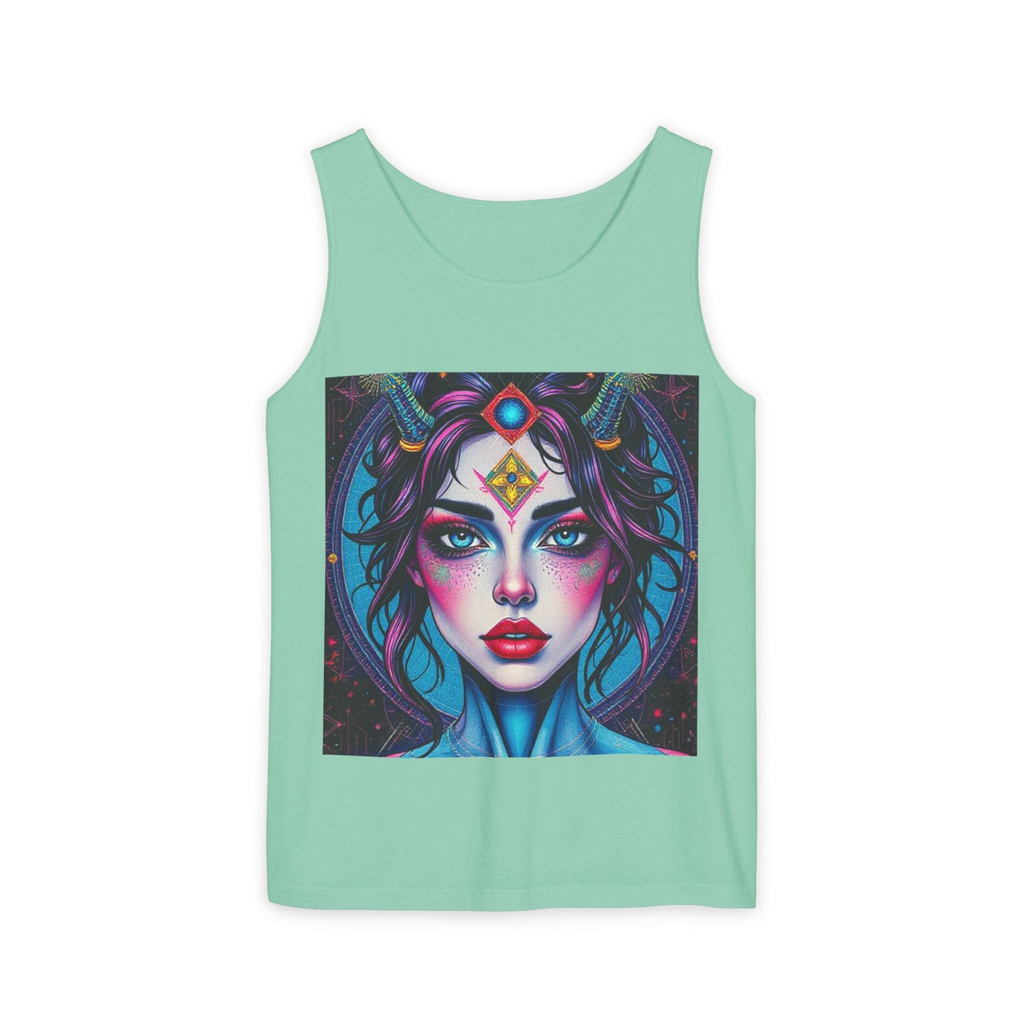 Unisex Garment-Dyed, Tank Top, Aquarius Design, Pop Art, 100% Ringspun US cotton