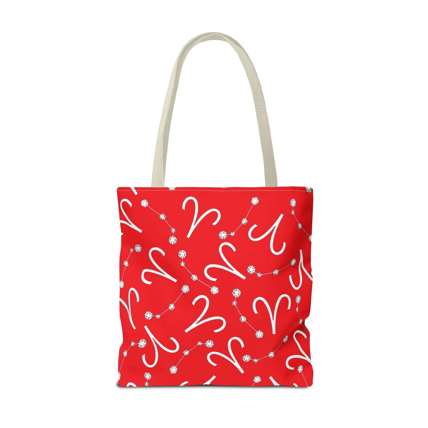 Tote Bag, Aries Zodiac Sign, AOP, (Red, White)