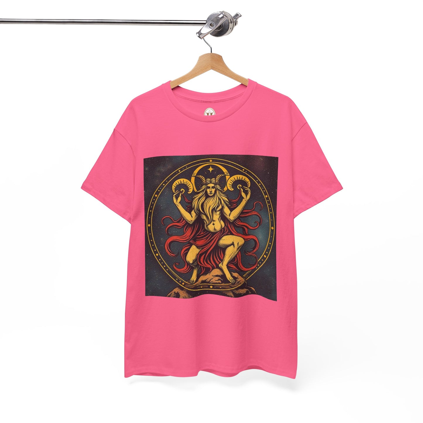 Unisex Heavy Cotton T-Shirt, Aries God 3v, Zodiac Design
