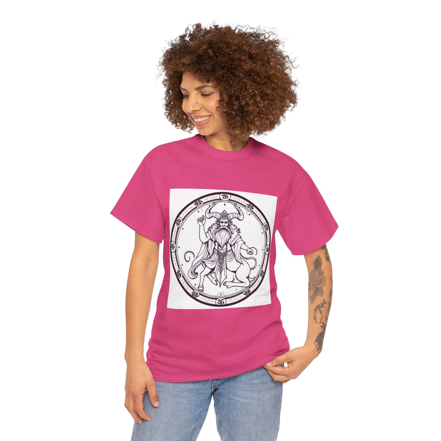 Unisex Heavy Cotton T-Shirt, Bull Centaur v1, Taurus Zodiac Design