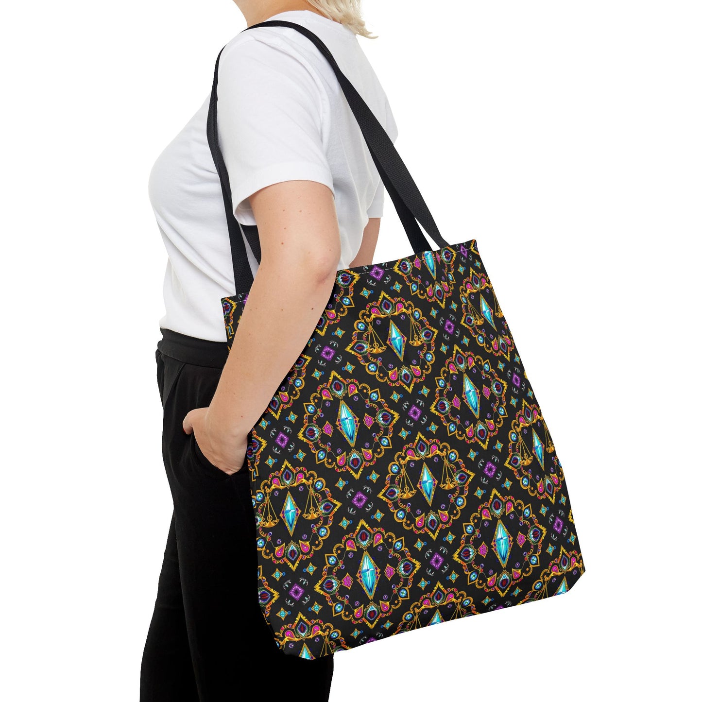Tote Bag (AOP), Libra, Zodiac v1, Jewel Pattern