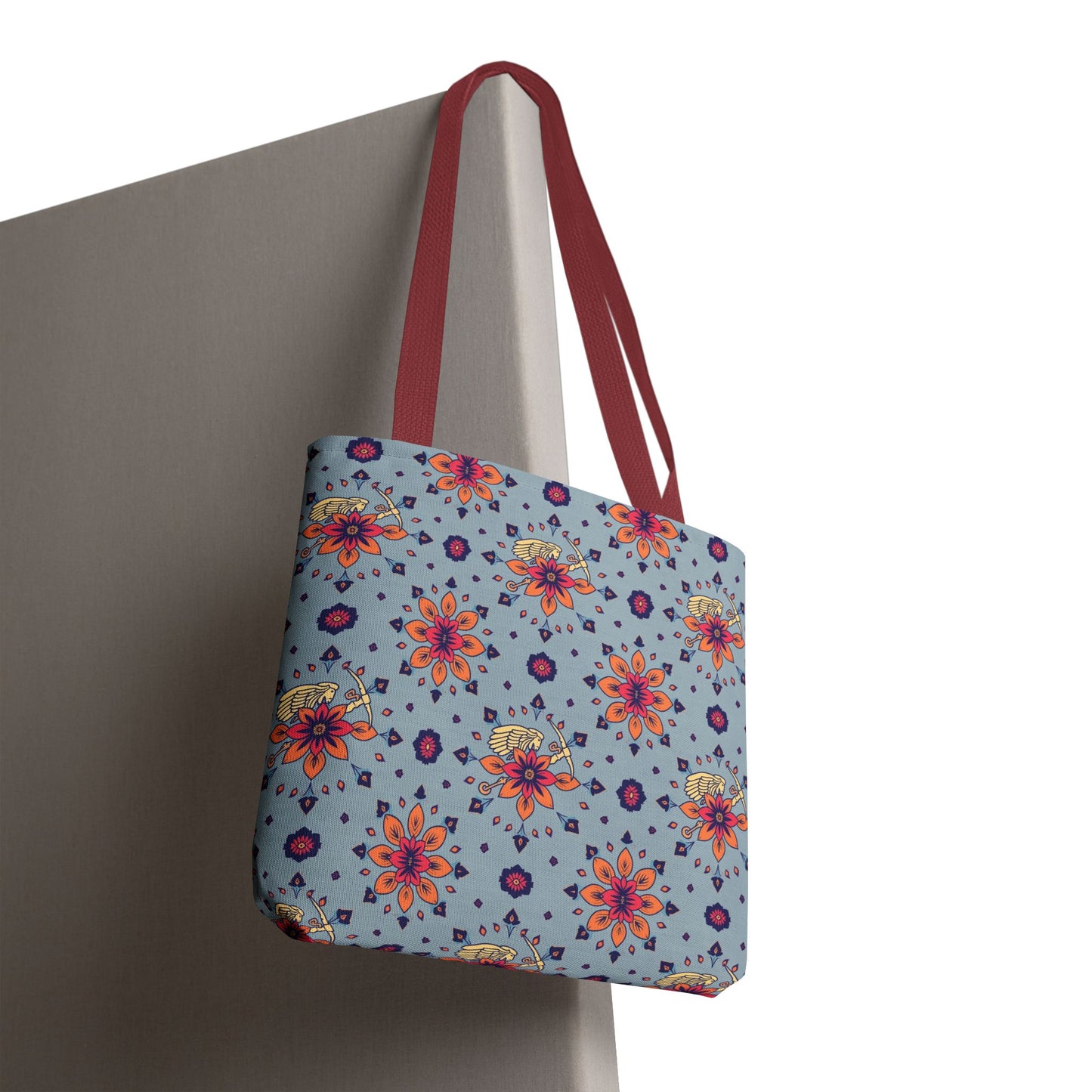 Tote Bag, (AOP), Sagittarius, Zodiac v1, Flower Pattern