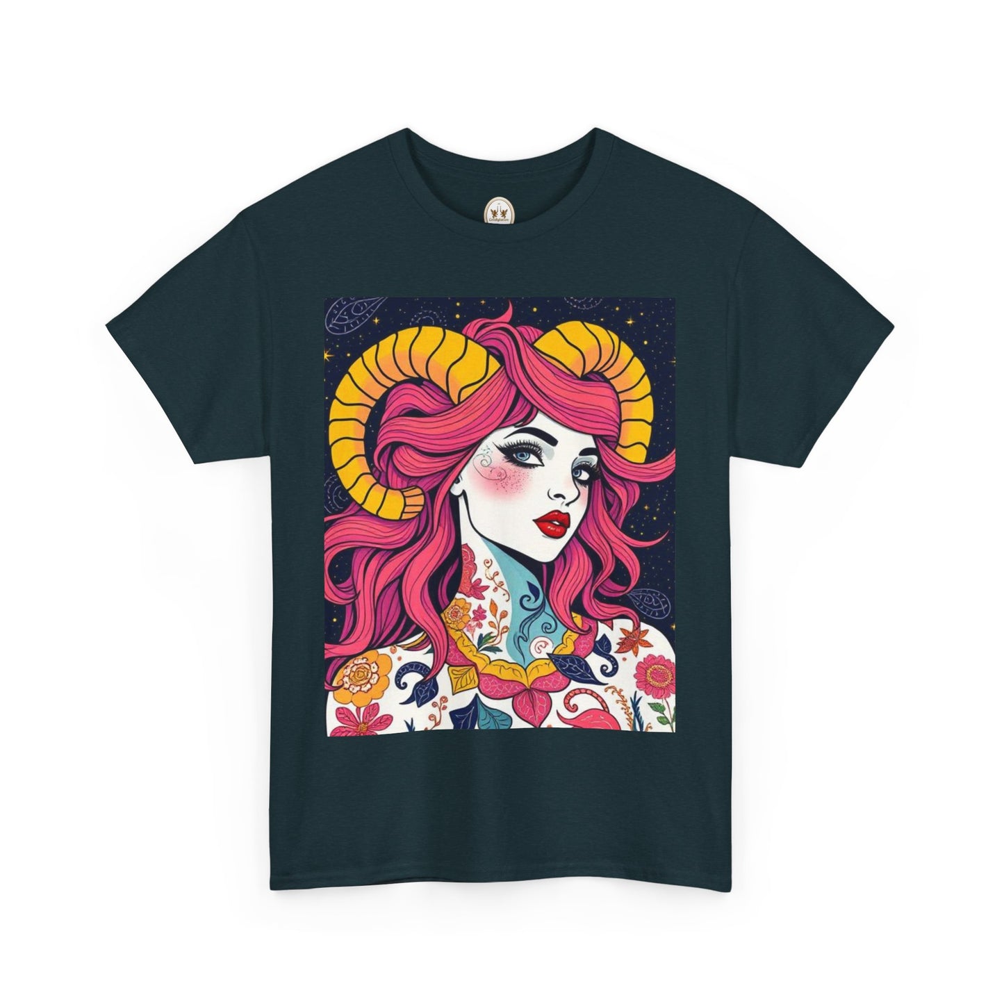Unisex Heavy Cotton T-Shirt, Aries, Zodiac v2, Sexy Art