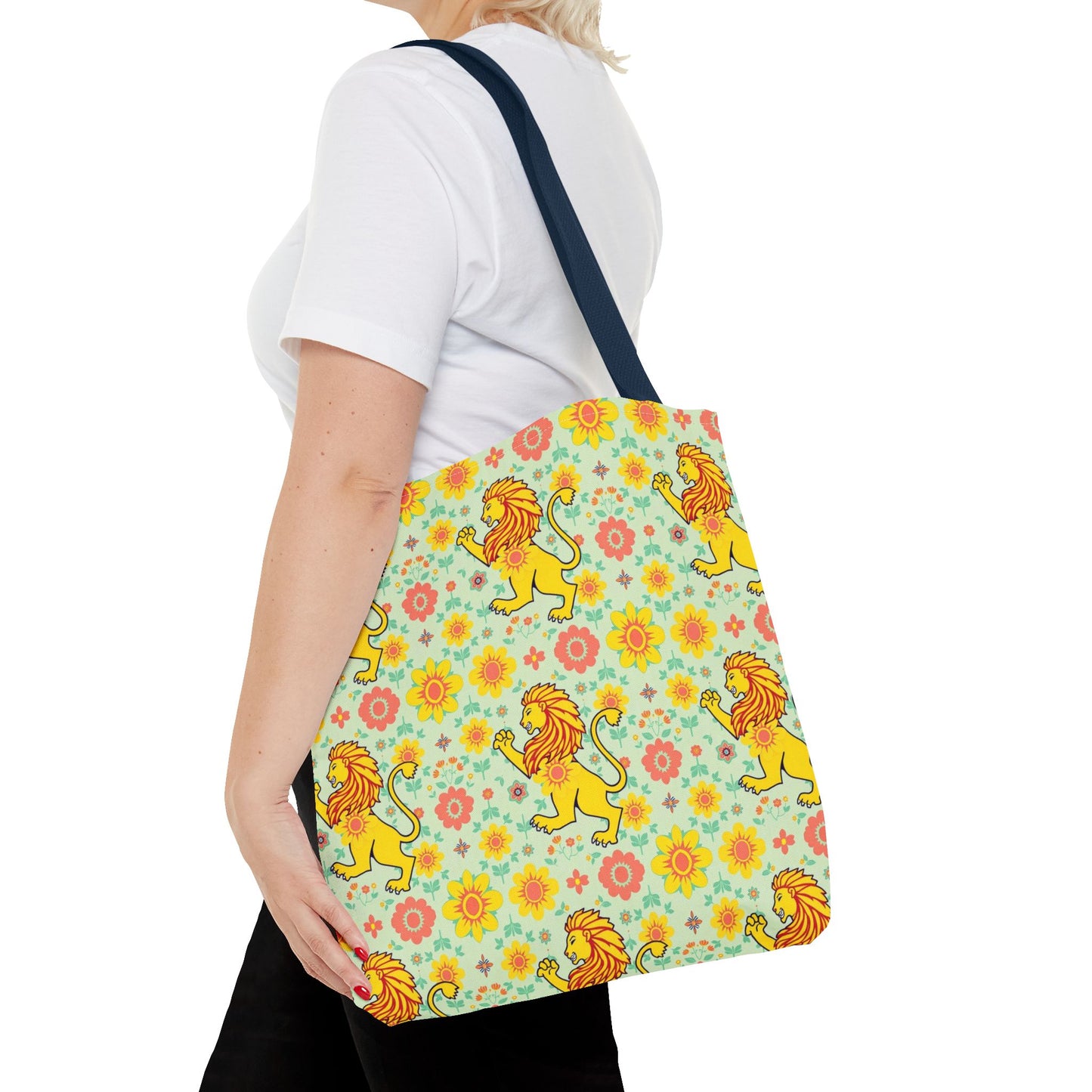 Tote Bag, (AOP), Leo, Zodiac v2, Flower Pattern