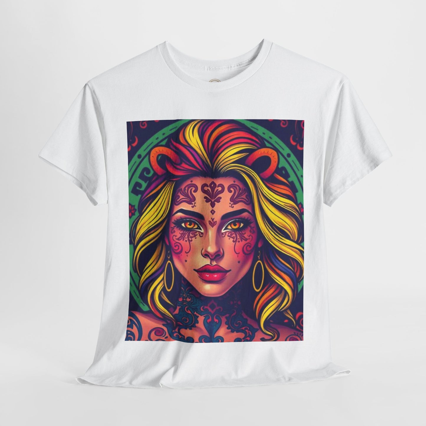 Unisex Heavy Cotton T-Shirt, Leo, Zodiac v1, Sexy Art