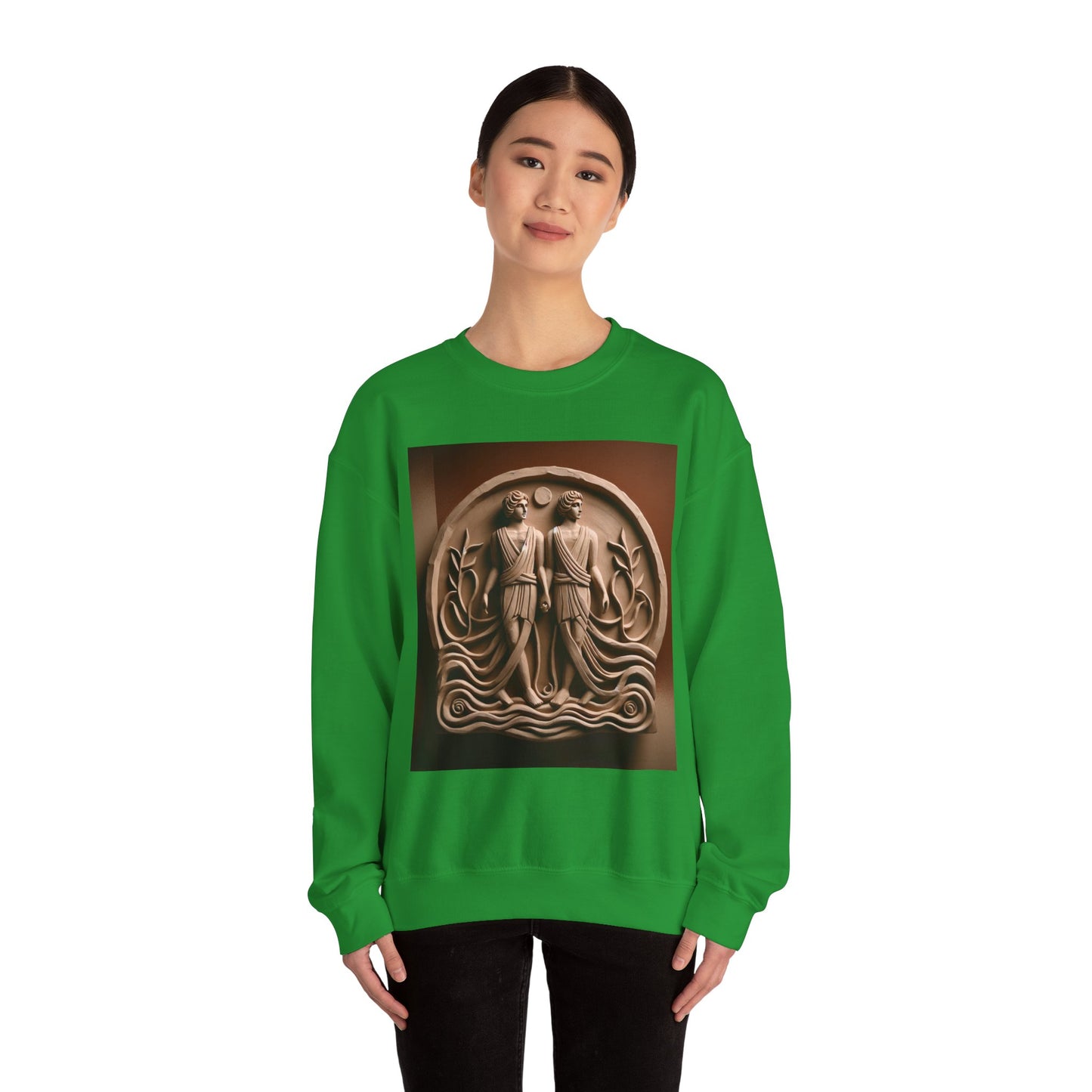 Unisex Heavy Blend™ Crewneck Sweatshirt, Stone Twins, Gemini Zodiac Design