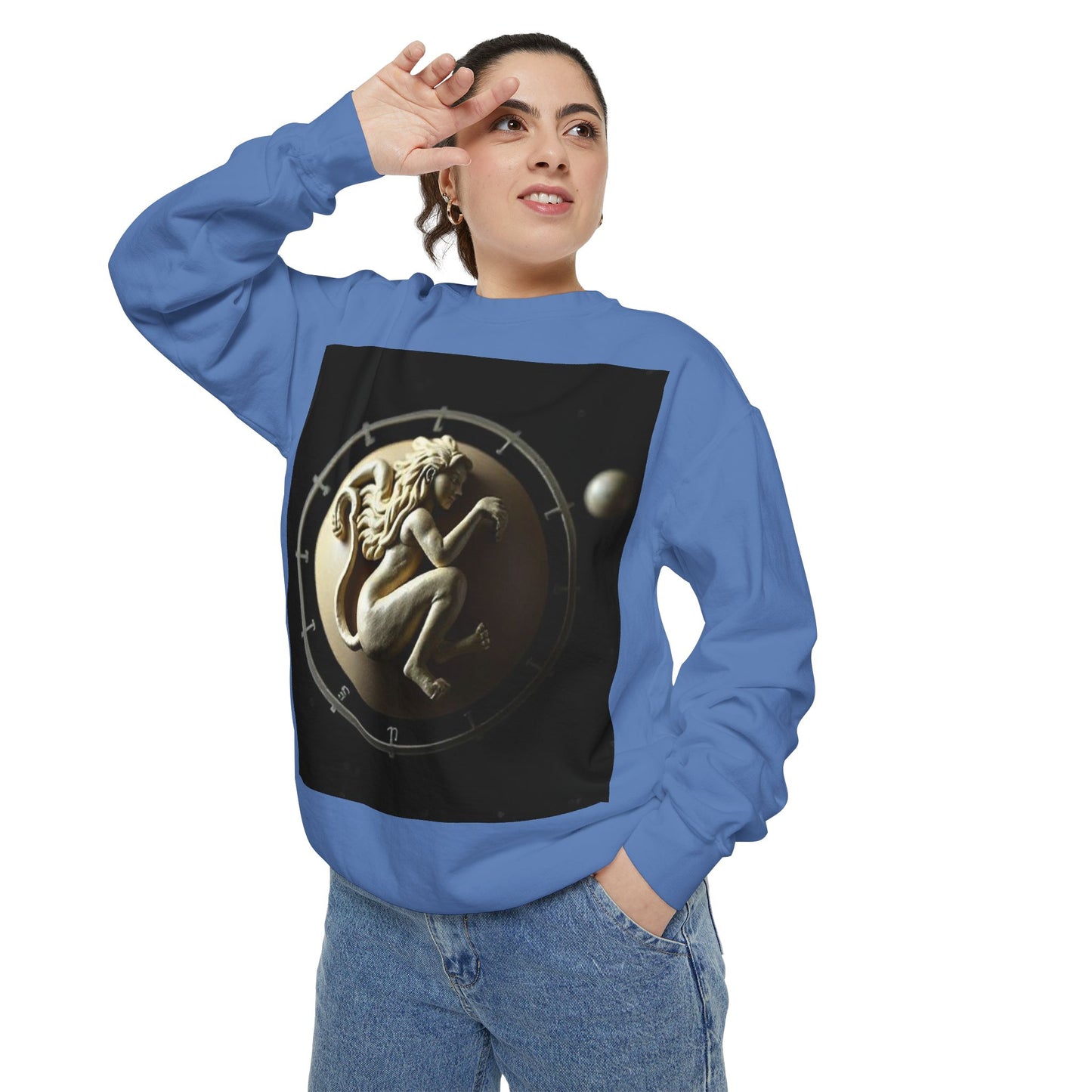 Garment-Dyed Sweatshirt, Unisex, Space Symbol Design, Virgo