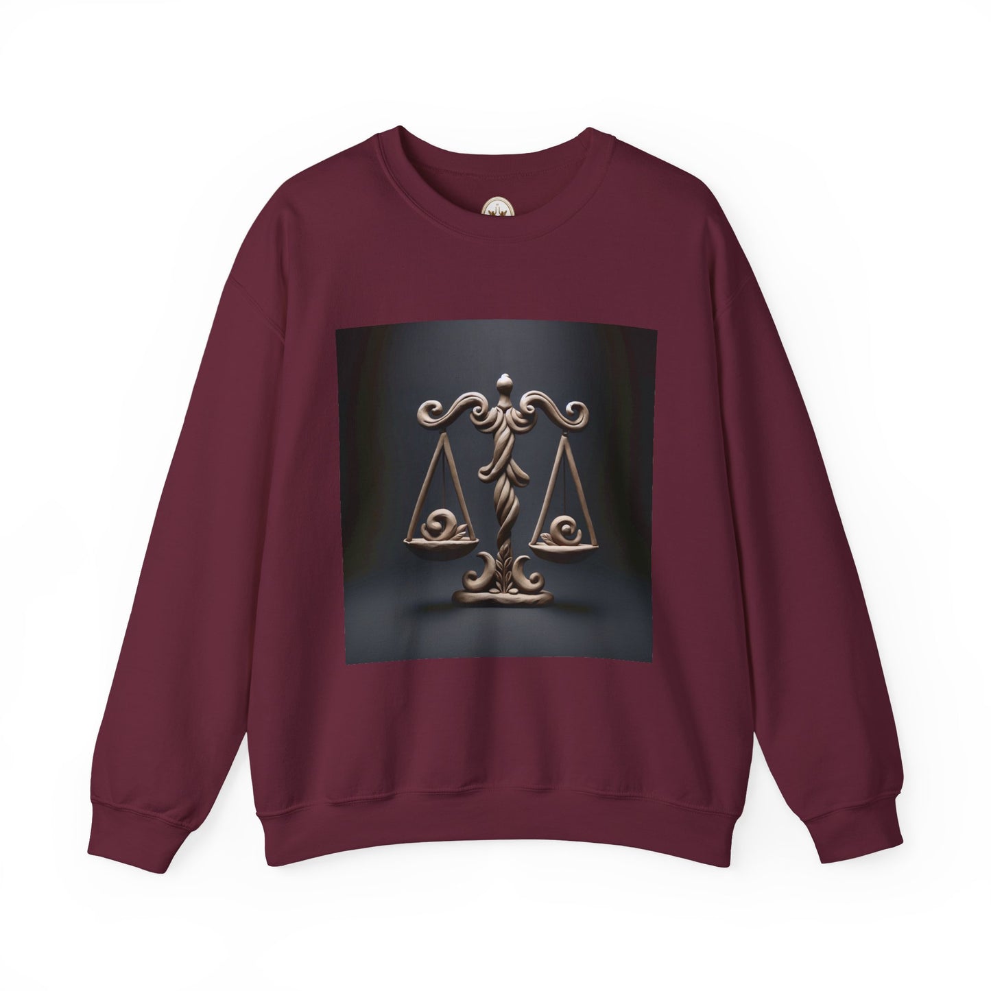 Unisex Heavy Blend™ Crewneck Sweatshirt, Brown Scale, Libra Zodiac Design