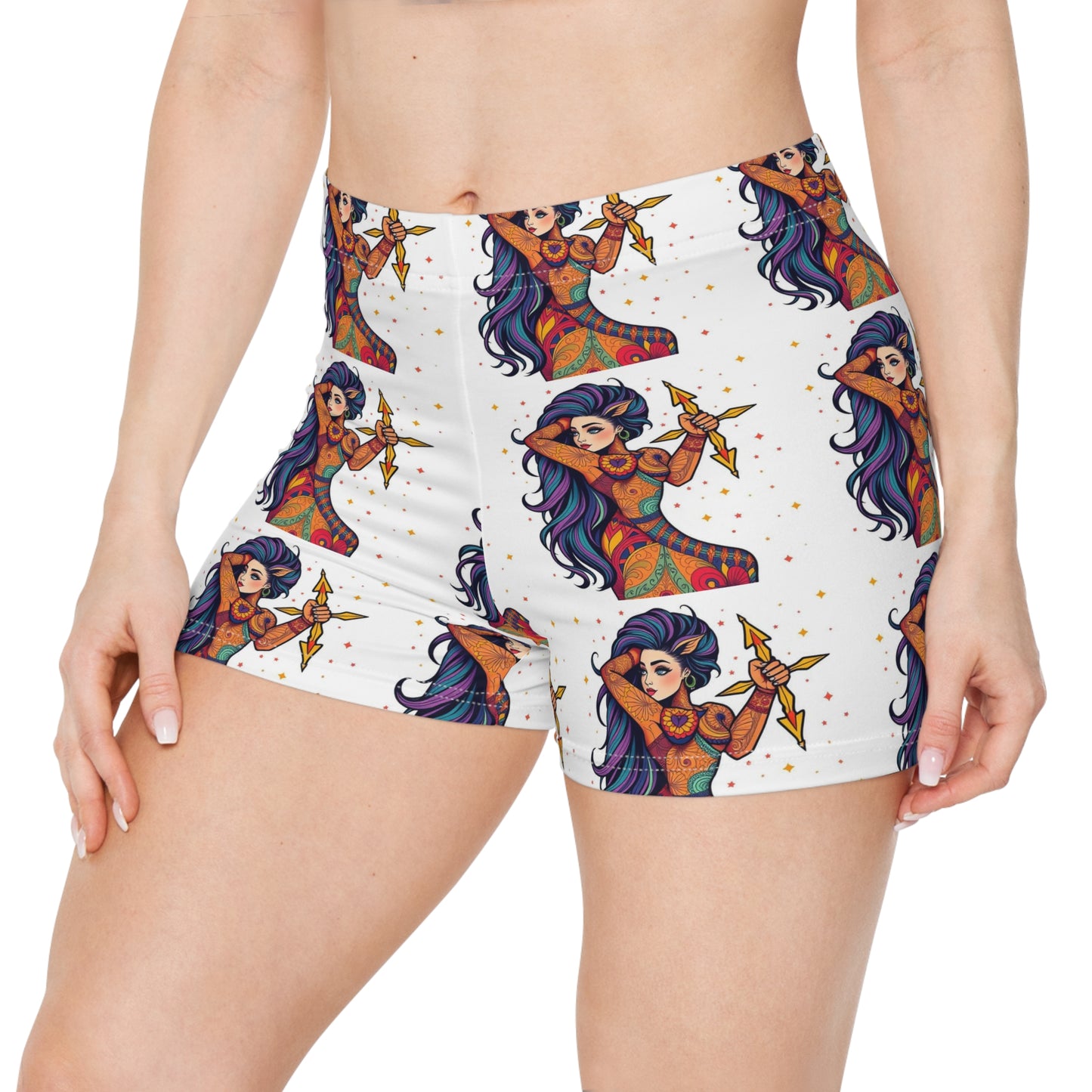 Women's Shorts, (AOP), Sagittarius, Zodiac, Sexy Pattern