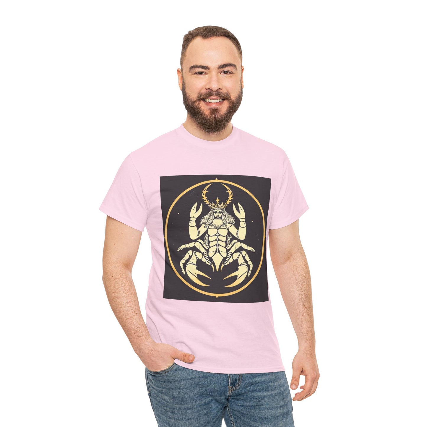 Unisex Heavy Cotton T-Shirt, Scorpio King, Print Art, Zodiac Design