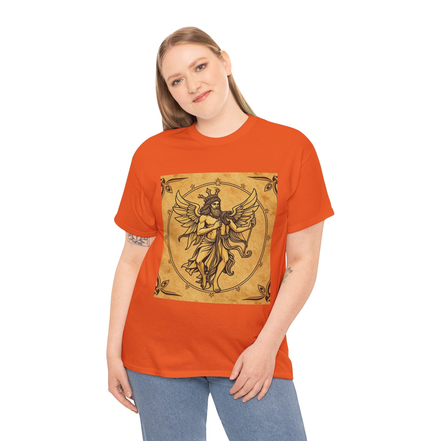 Unisex Heavy Cotton T-Shirt, Pencil Art v1, Gemini Zodiac Design