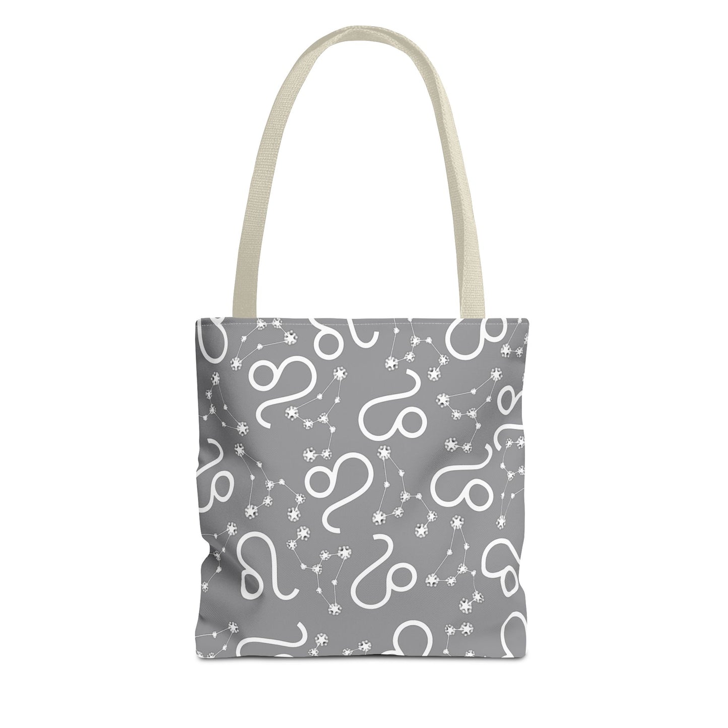 Tote Bag, Leo Zodiac Sign, AOP, (Grey, White)