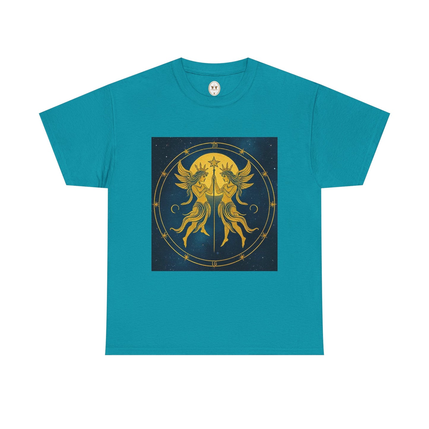 Unisex Heavy Cotton T-Shirt, Space Angel Twins v4, Gemini Zodiac Design