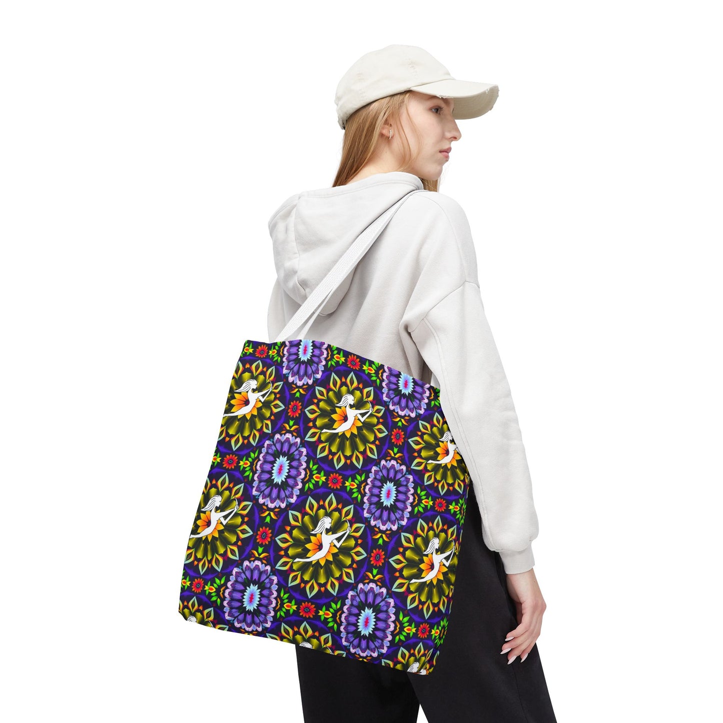 Tote Bag (AOP), Sagittarius, Zodiac v2, Flower Pattern