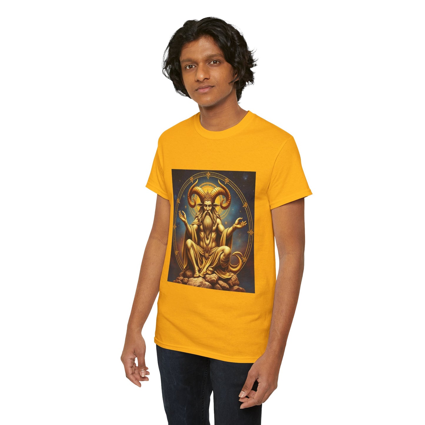 Unisex Heavy Cotton T-Shirt, On The Throne, Taurus Zodiac Design