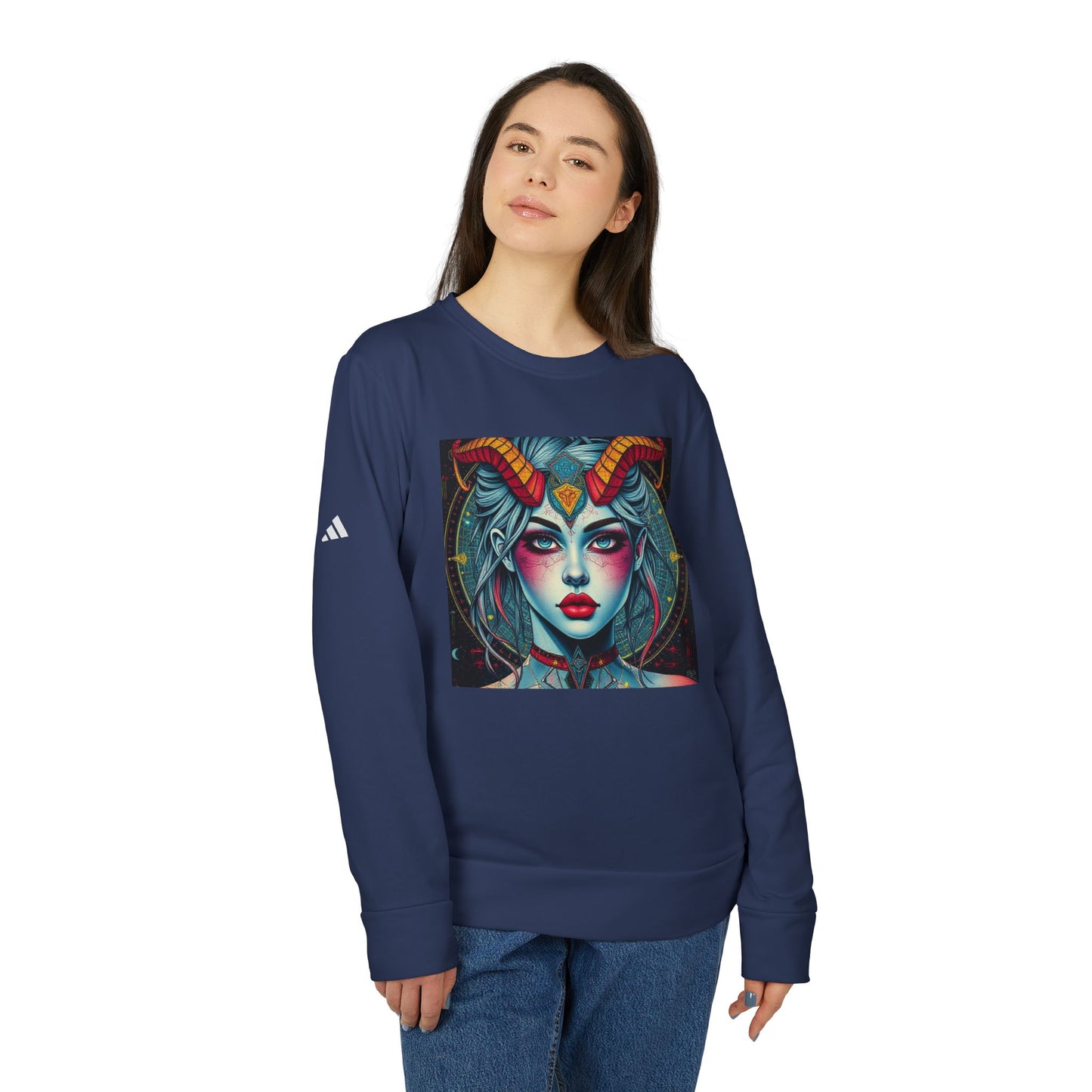 Adidas, Unisex Fleece Crewneck Sweatshirt, Capricorn, Pop Art, Zodiac