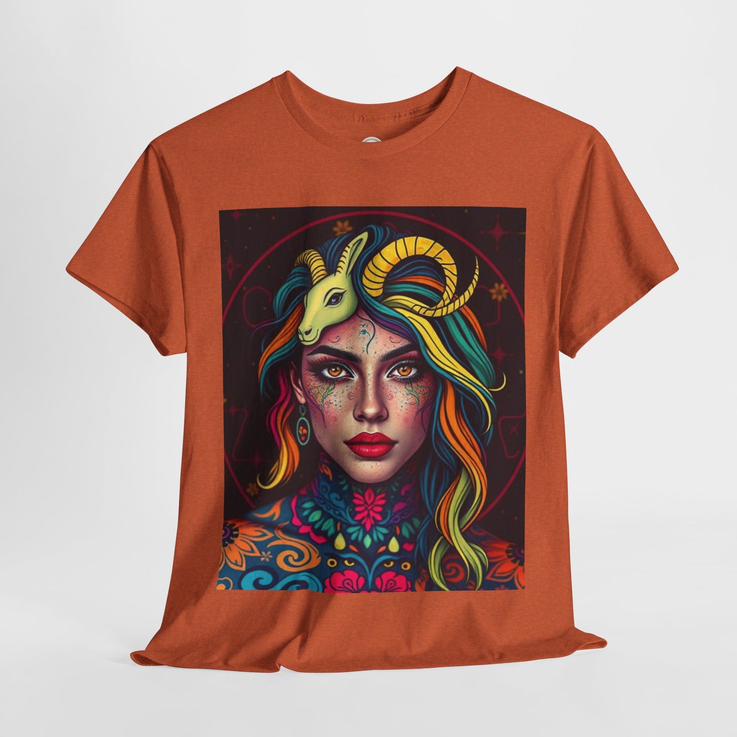 Unisex Heavy Cotton T-Shirt, Capricorn, Zodiac v2, Sexy Art