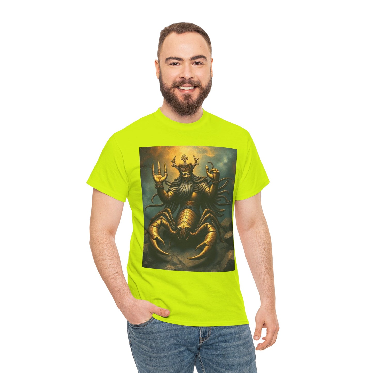 Unisex Heavy Cotton T-Shirt, Desert Scorpio King v1, Zodiac Design