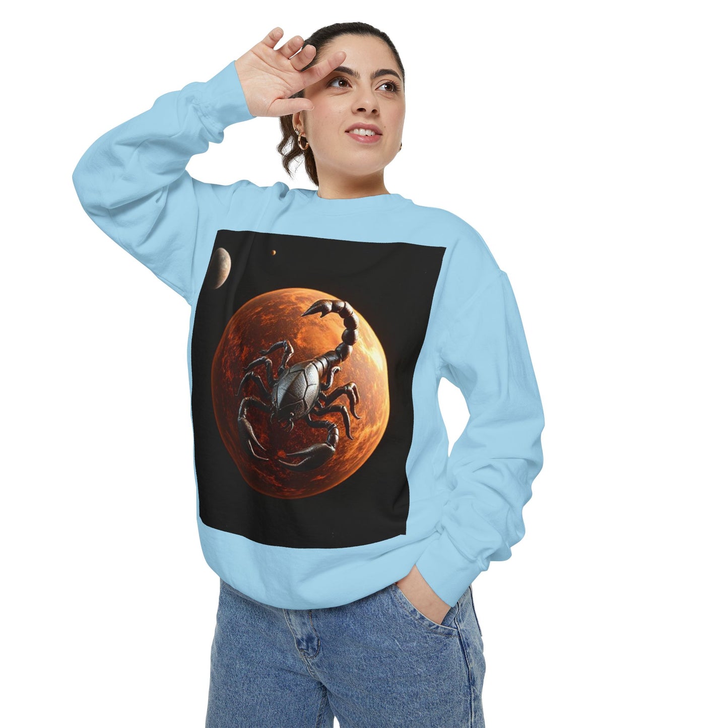 Garment-Dyed Sweatshirt, Unisex, Space Animal Design, Scorpio