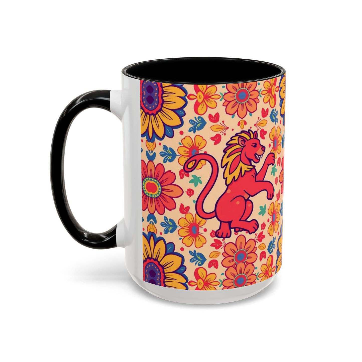 Accent Coffee Mug, Leo, Zodiac, Flower Pattern, (11, 15oz)