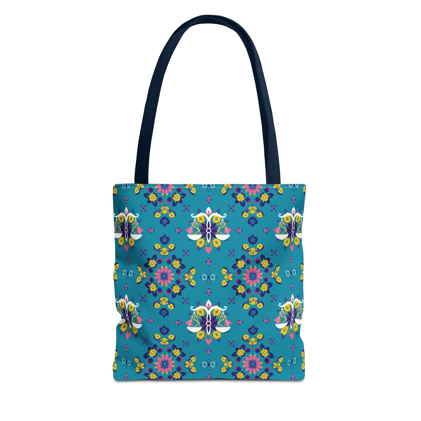 Tote Bag (AOP), Libra, Zodiac v1, Flower Pattern