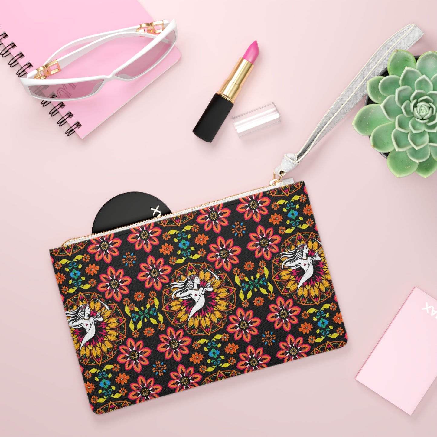 Clutch Bag, Sagittarius, Zodiac v3, Flower Pattern