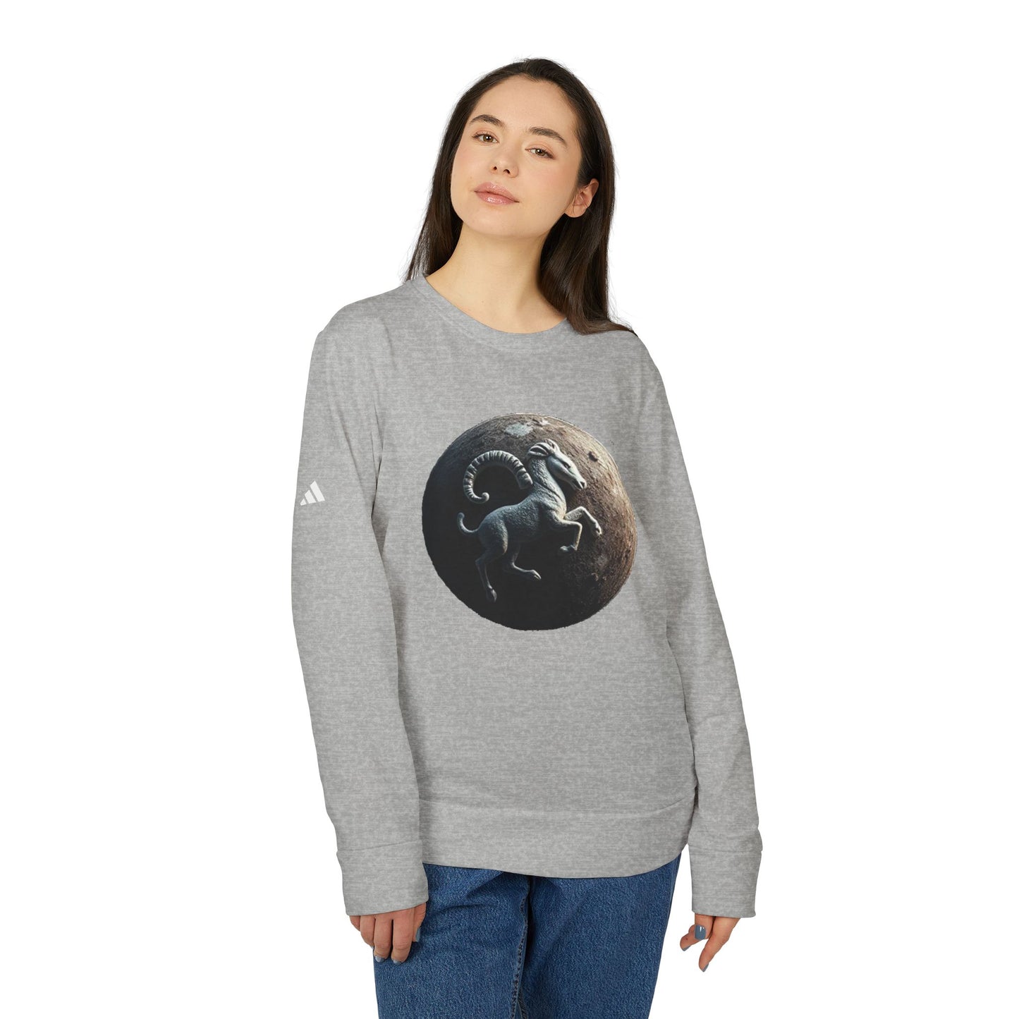 Adidas, Unisex Fleece Crewneck Sweatshirt, Aries, Planet Animal, Zodiac