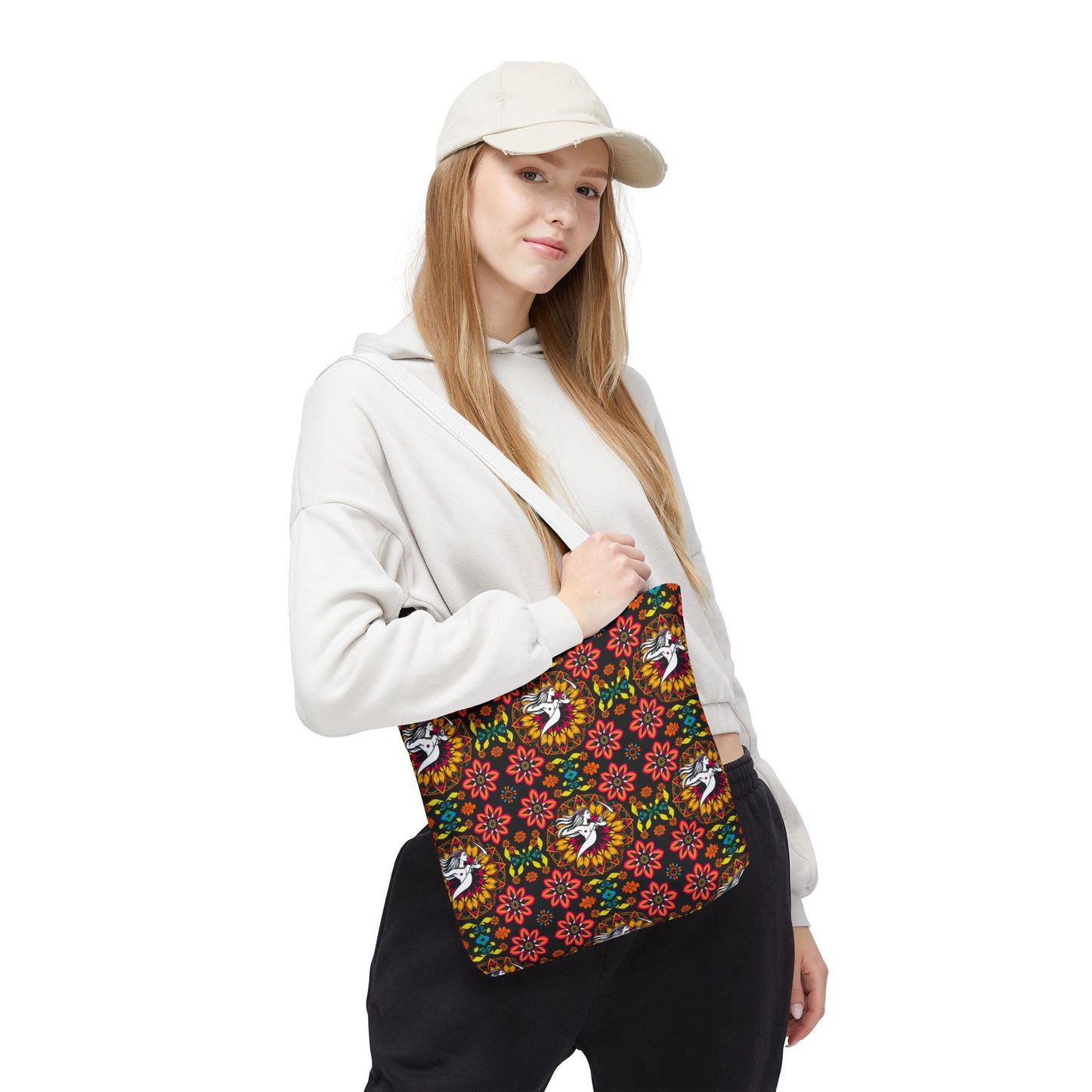 Tote Bag (AOP), Sagittarius, Zodiac v1, Flower Pattern