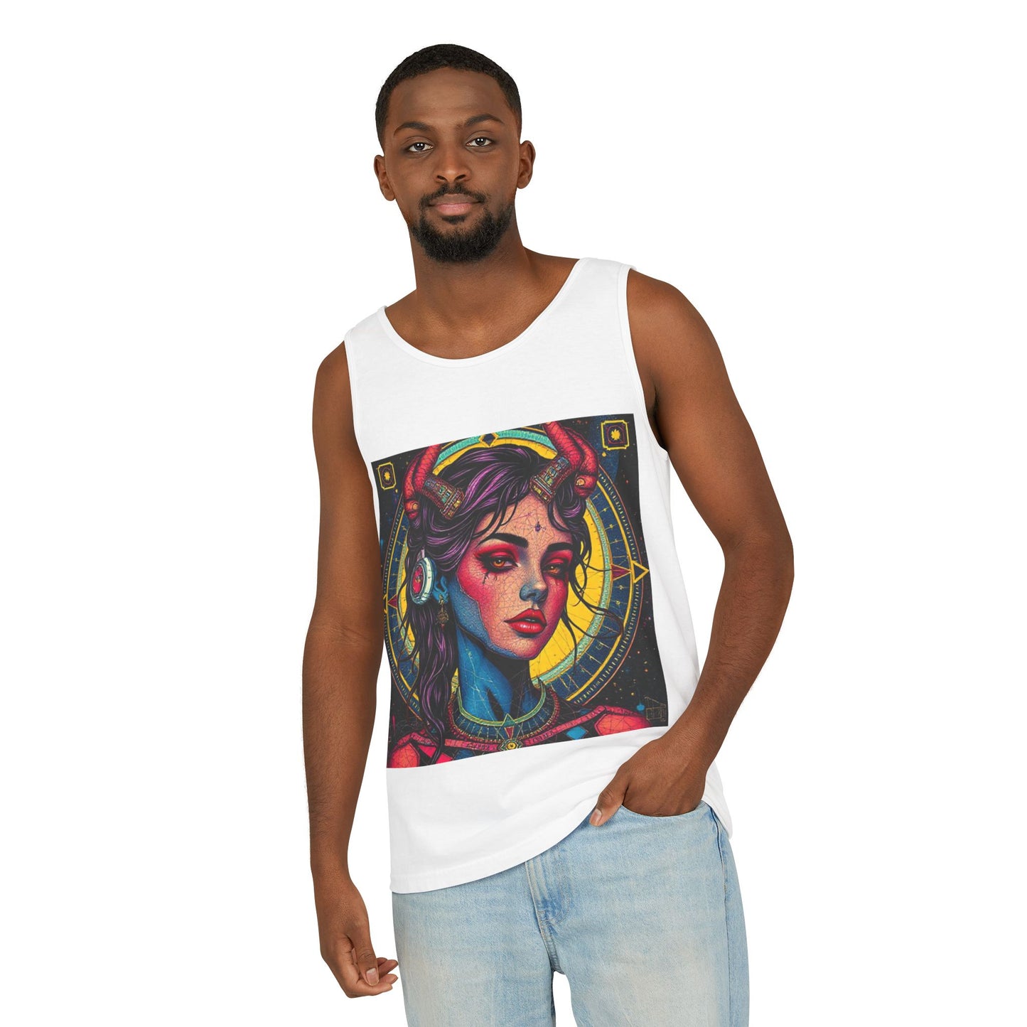 Unisex Garment-Dyed, Tank Top, Scorpio Design, Pop Art, 100% US cotton