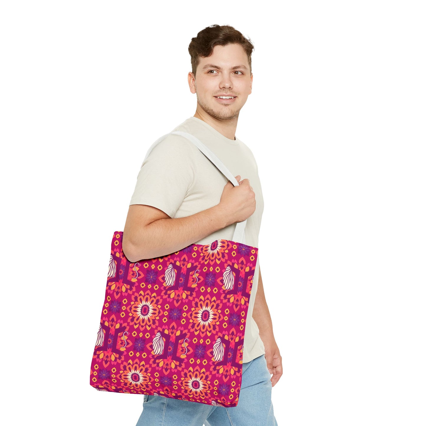 Tote Bag (AOP), Gemini, Zodiac v1, Flower Pattern