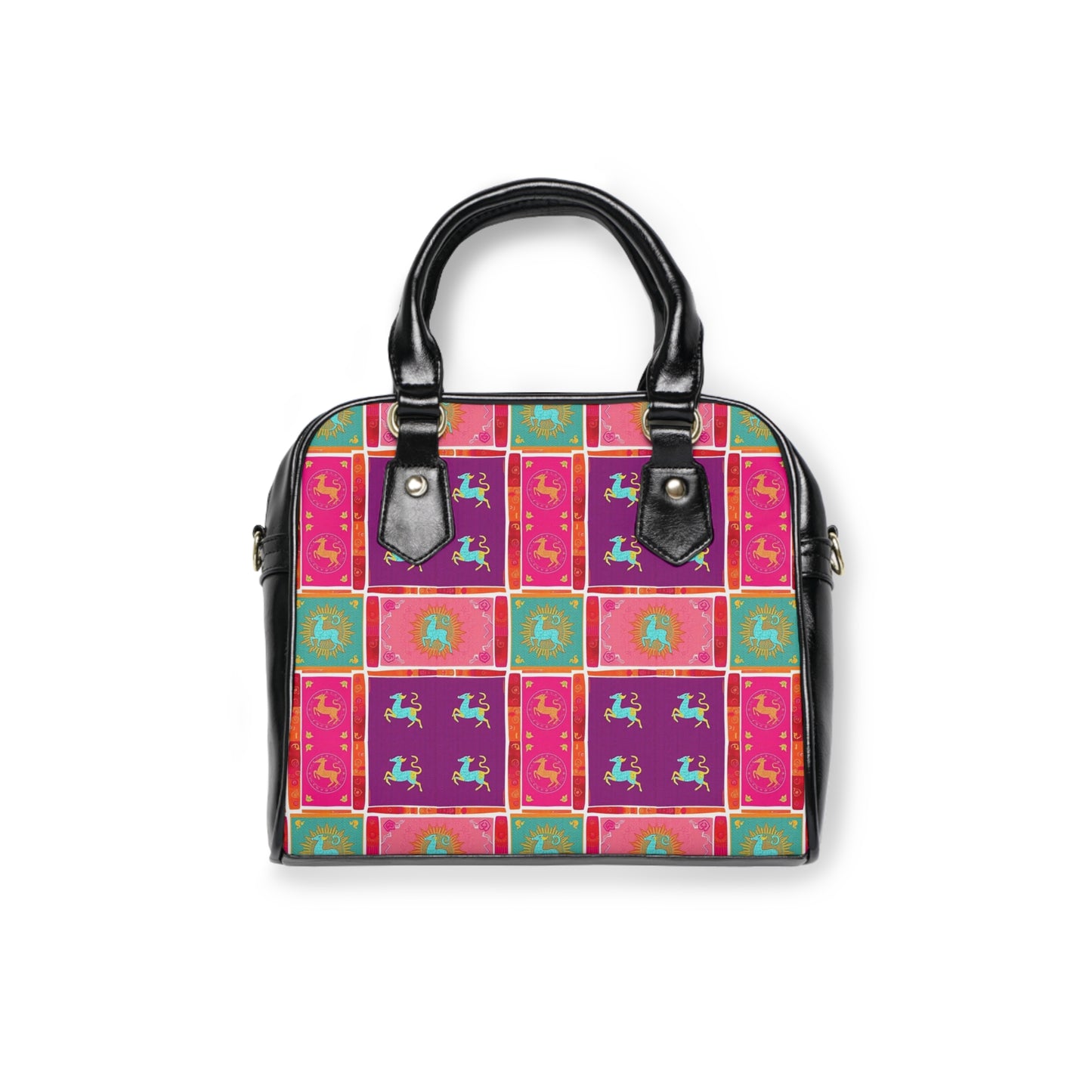 Shoulder Handbag, Capricorn, Zodiac v4, Shapes Pattern