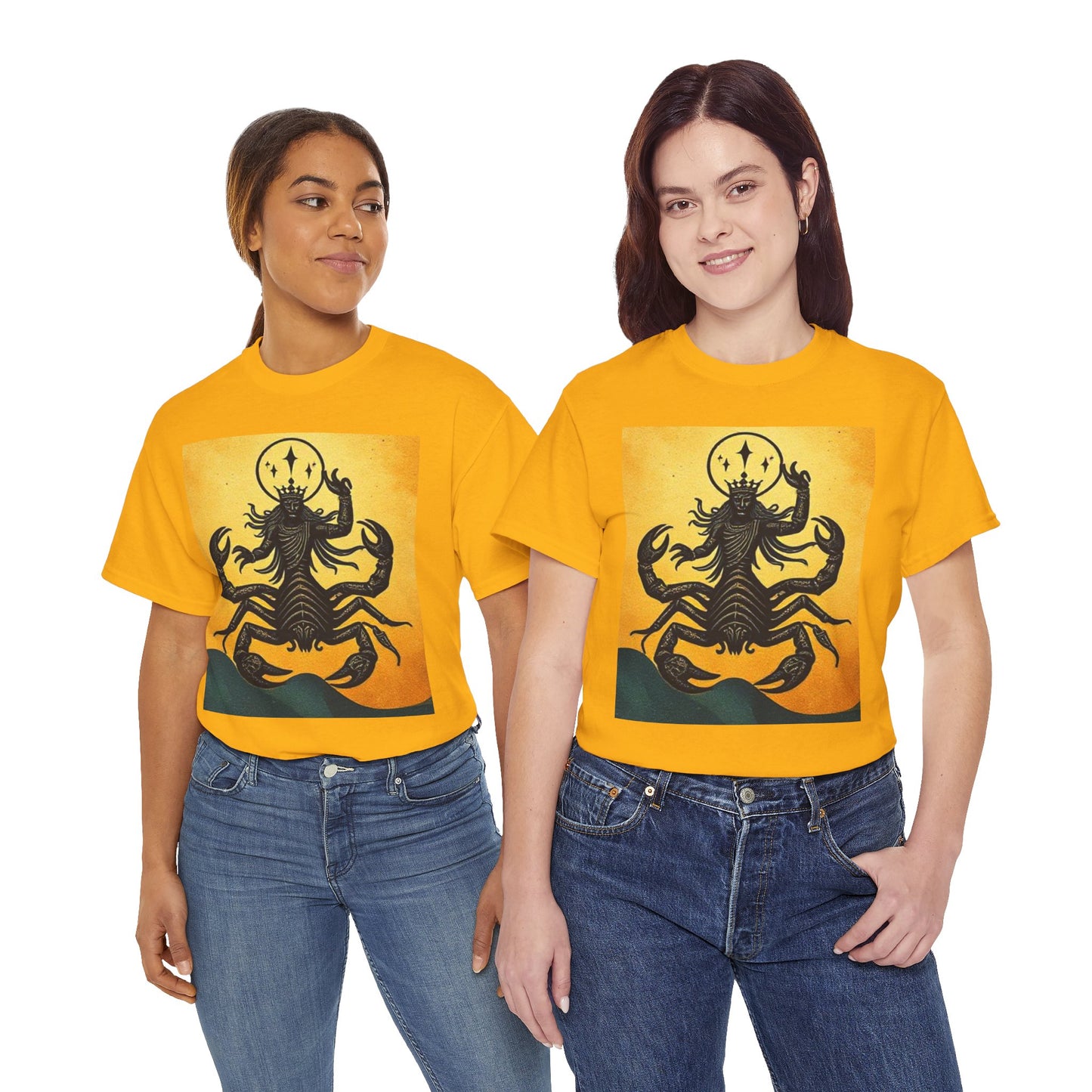 Unisex Heavy Cotton T-Shirt, Scorpion King, Print Art v1, Scorpio Zodiac Design