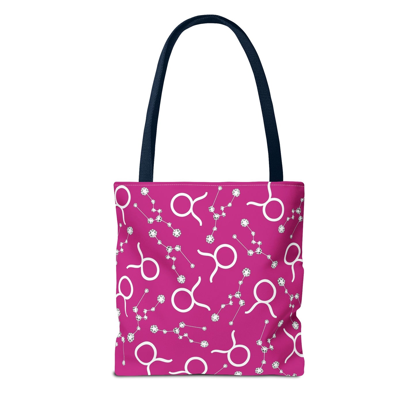 Tote Bag, Taurus Zodiac Sign, AOP, (Pink, White)