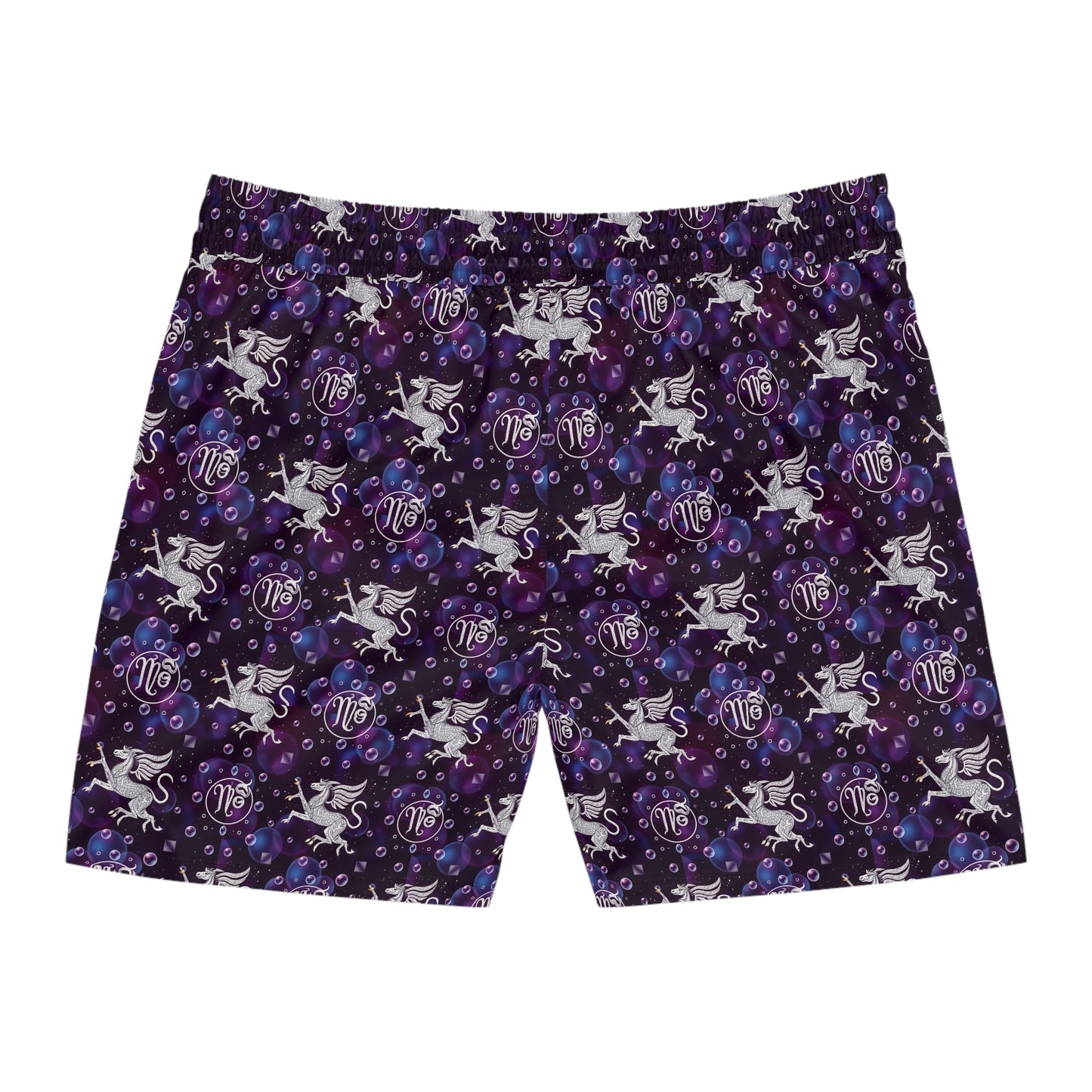 Men's Mid-Length Swim Shorts, (AOP), Virgo, Zodiac, Bubble Pattern