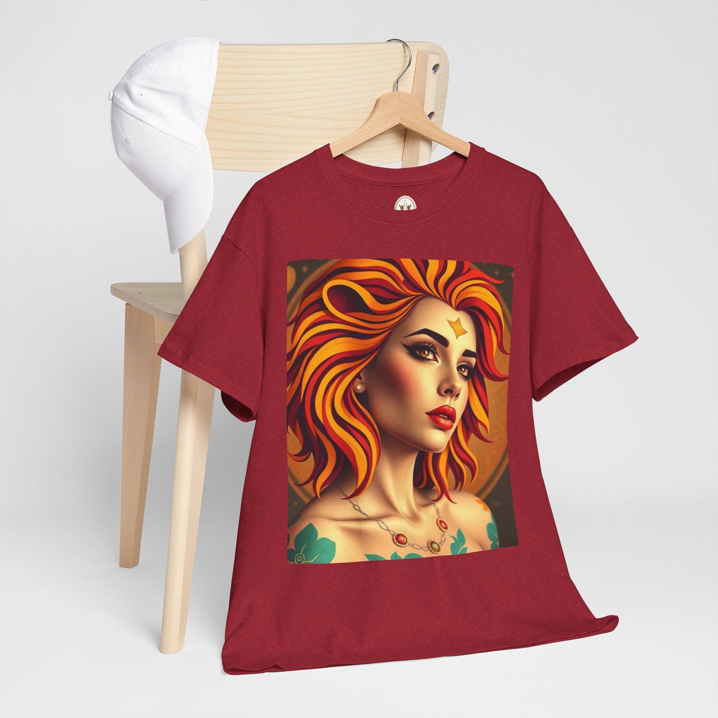 Unisex Heavy Cotton T-Shirt, Leo, Zodiac v3, Sexy Art