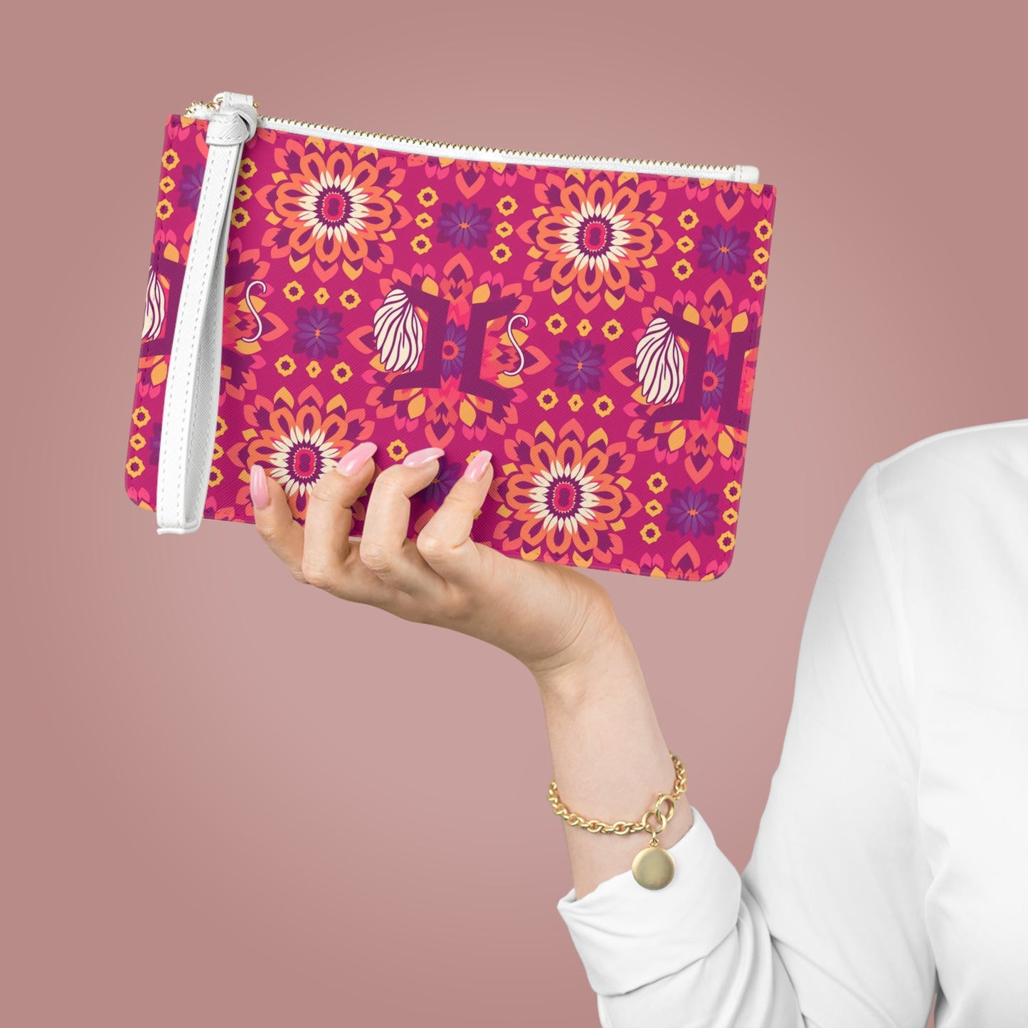 Clutch Bag, Gemini, Zodiac v3, Flower Pattern