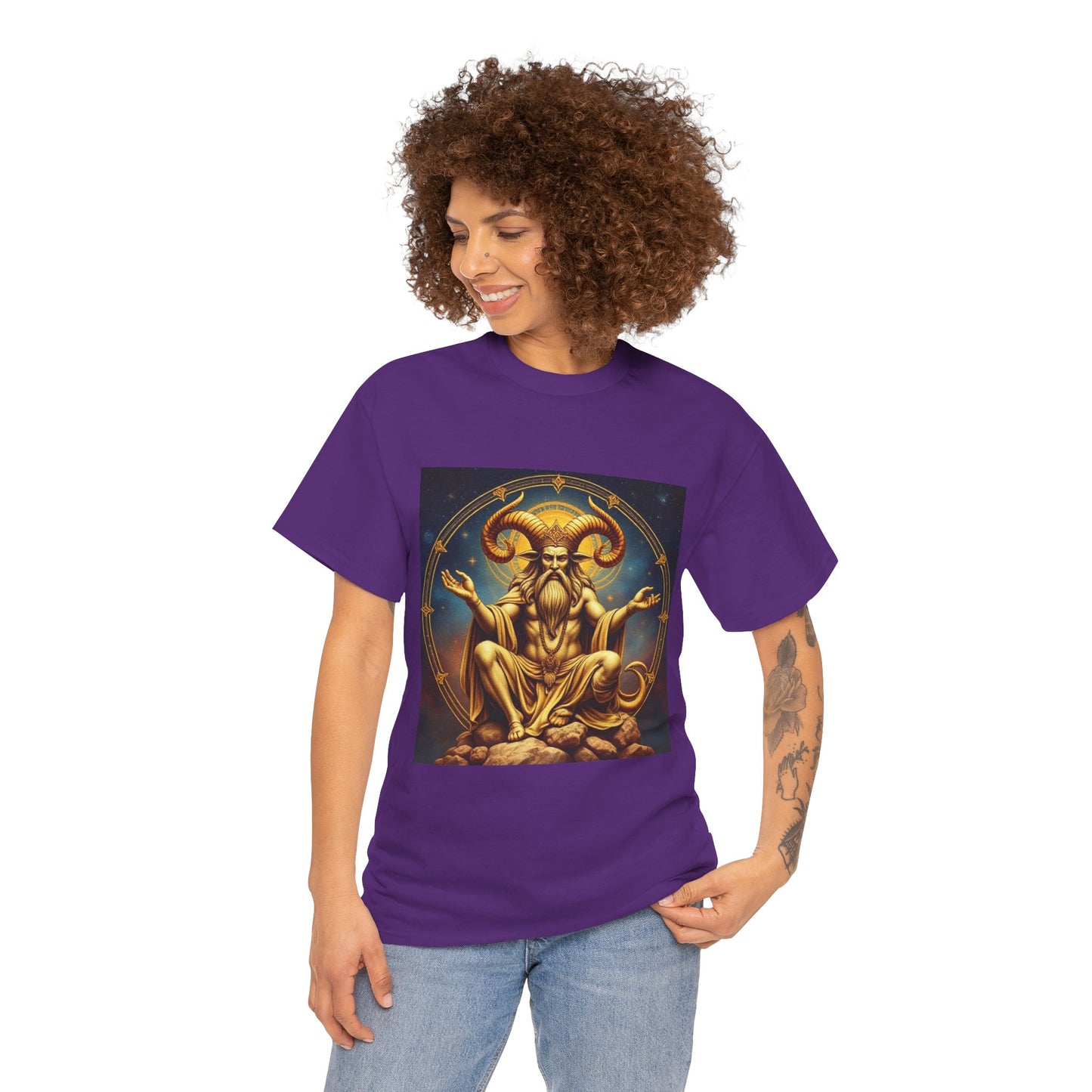 Unisex Heavy Cotton T-Shirt, On The Throne, Taurus Zodiac Design
