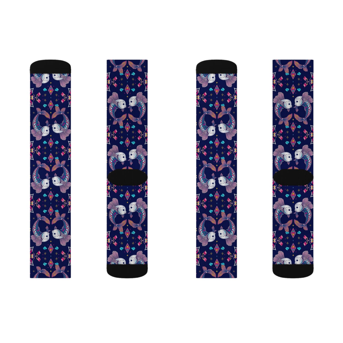 Sublimation Socks, Pisces, Zodiac v4, Jewel Pattern