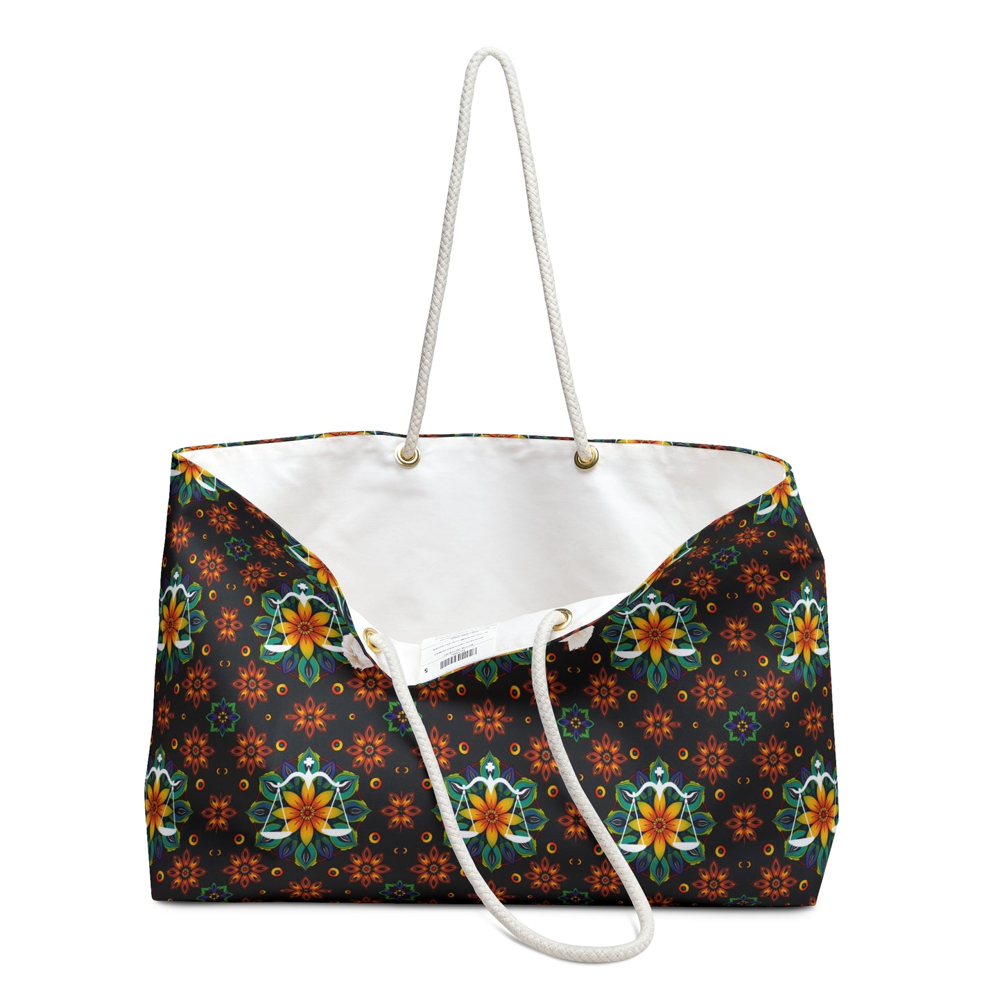 Weekender Bag, Libra, Zodiac v4, Flower Pattern